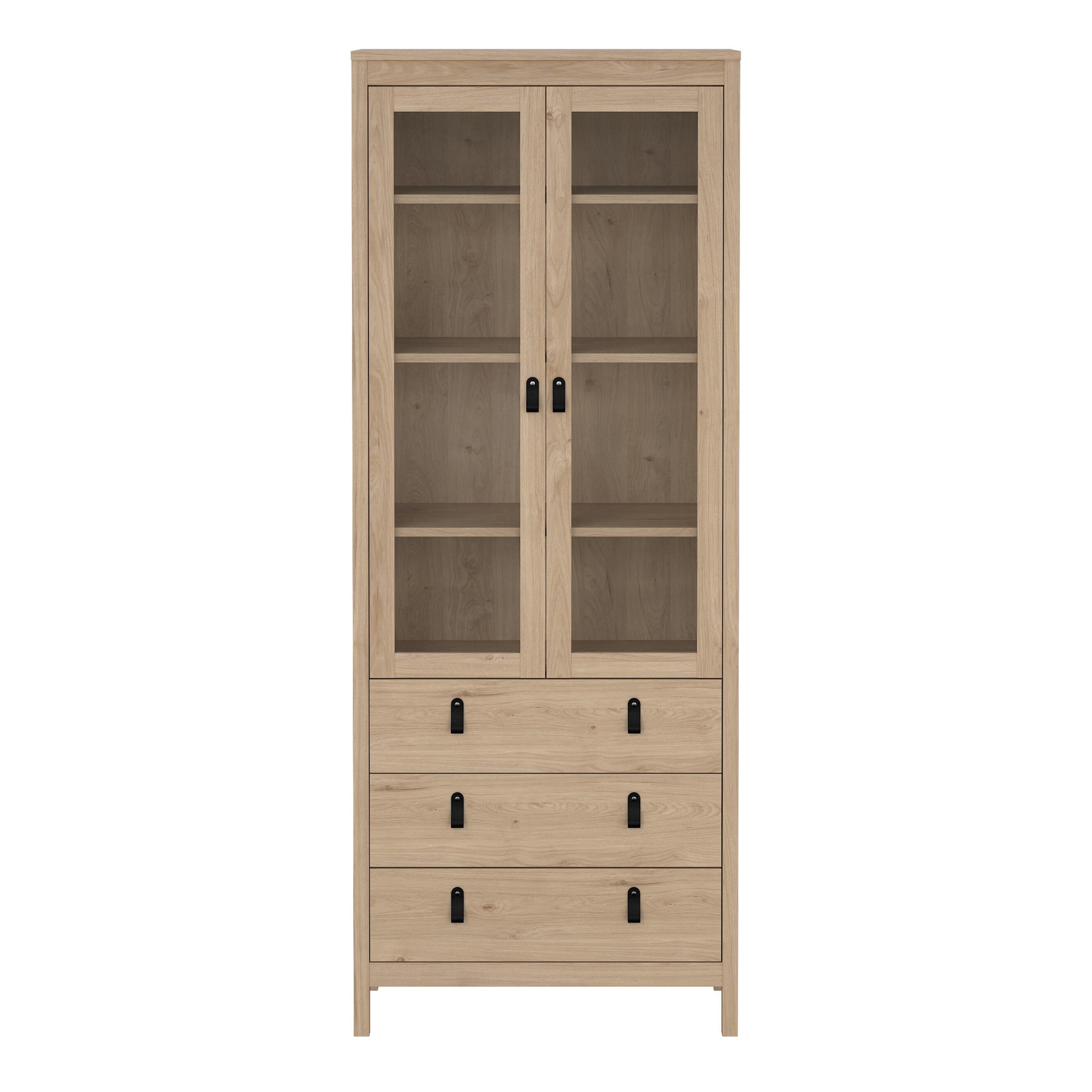 Barcelona China Cabinet 2 Doors with Glass + 3 Drawers in Jackson Hickory Oak - image 2