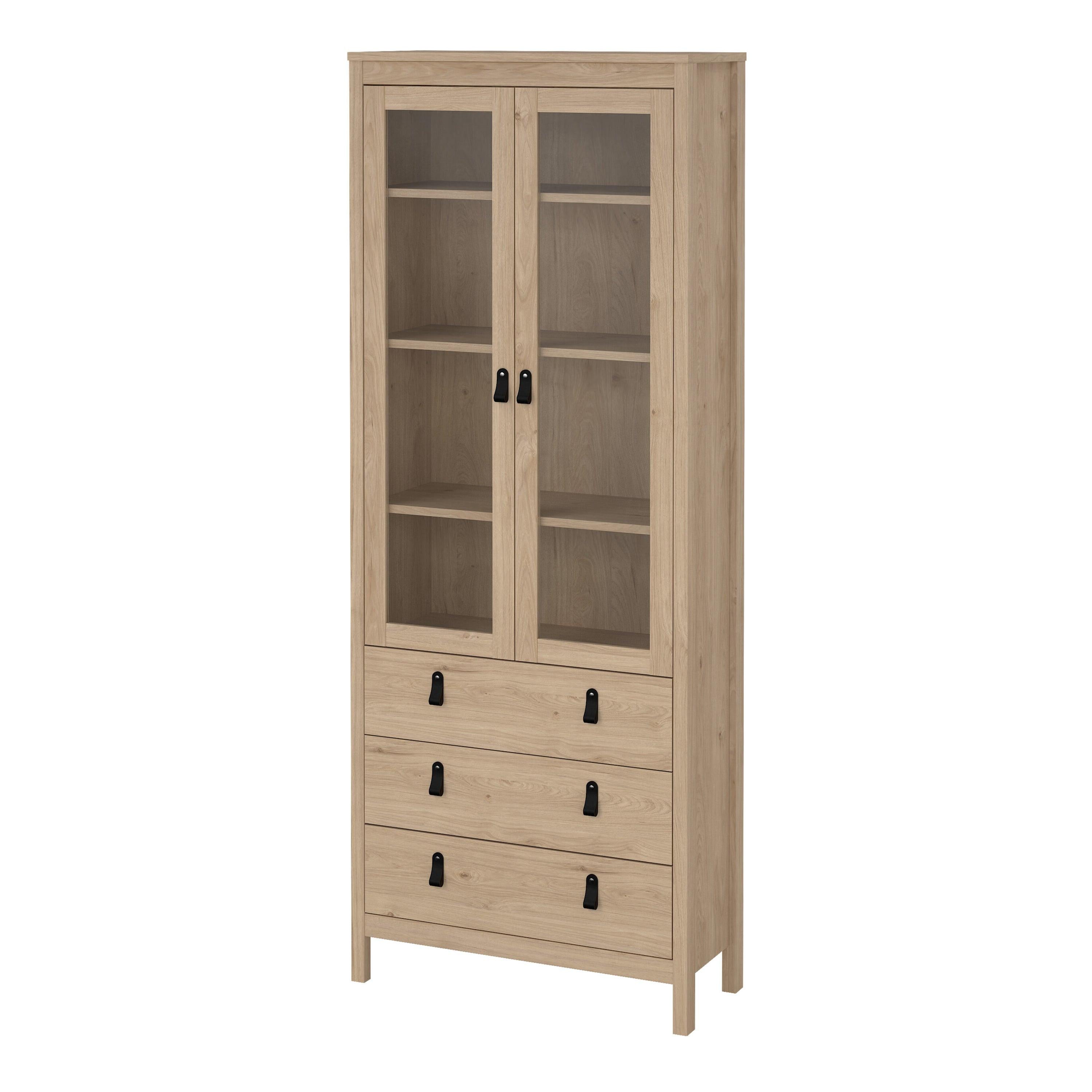 Barcelona China Cabinet 2 Doors with Glass + 3 Drawers in Jackson Hickory Oak - image 3