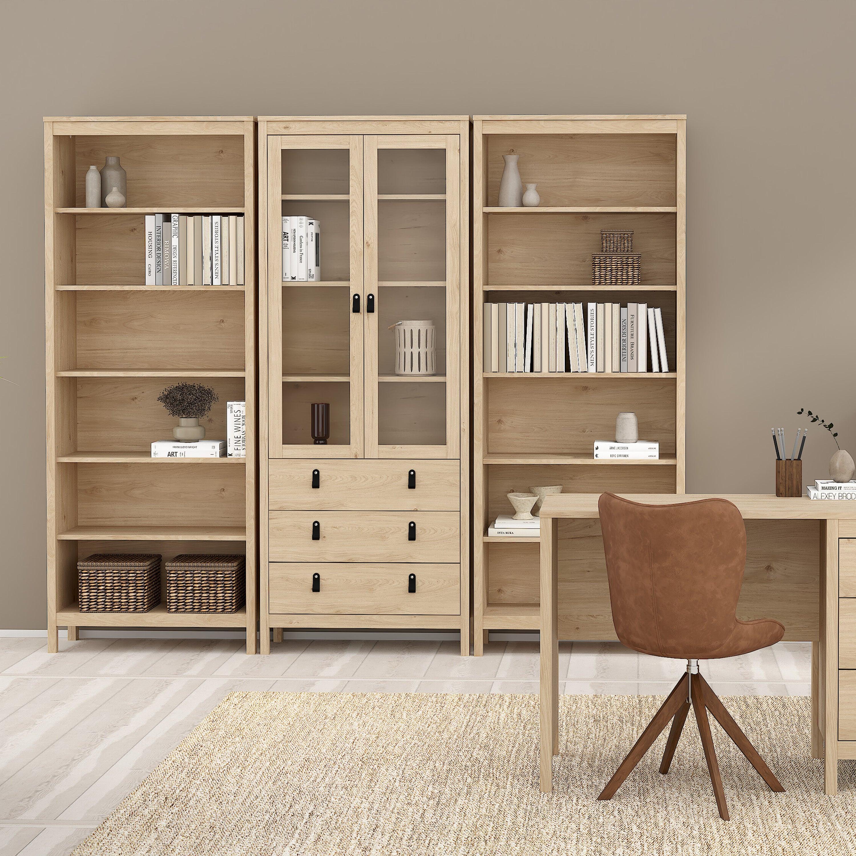 Barcelona China Cabinet 2 Doors with Glass + 3 Drawers in Jackson Hickory Oak - image 7