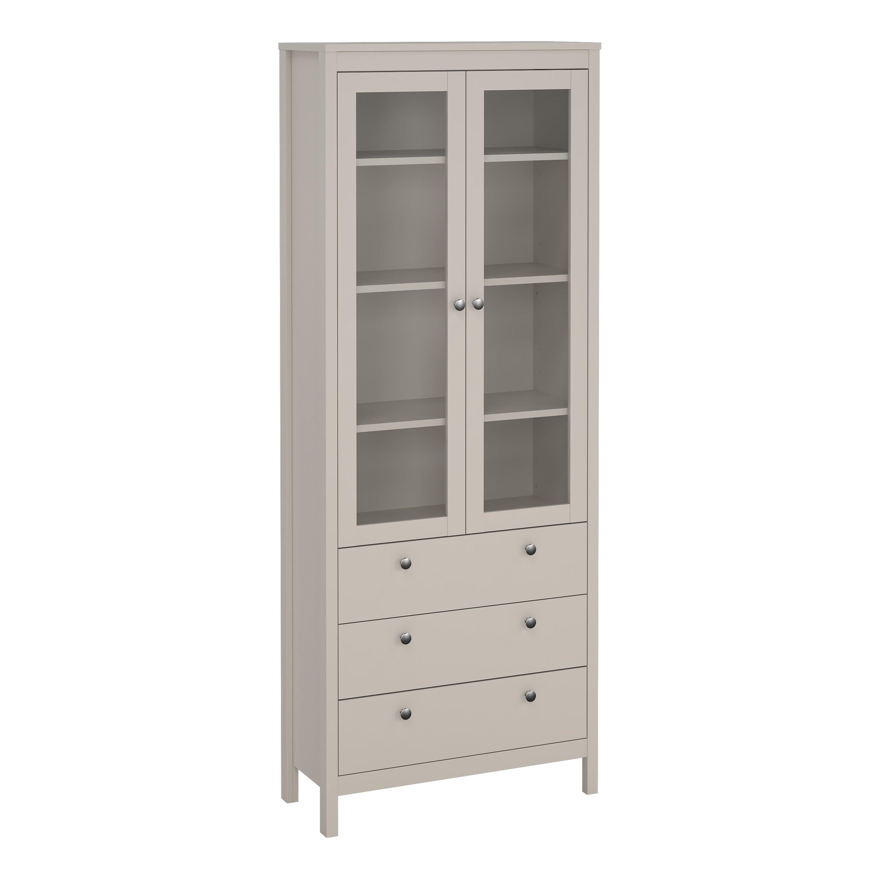 Barcelona China Cabinet 2 Glass Doors with 3 Drawers in Cashmere - image 2