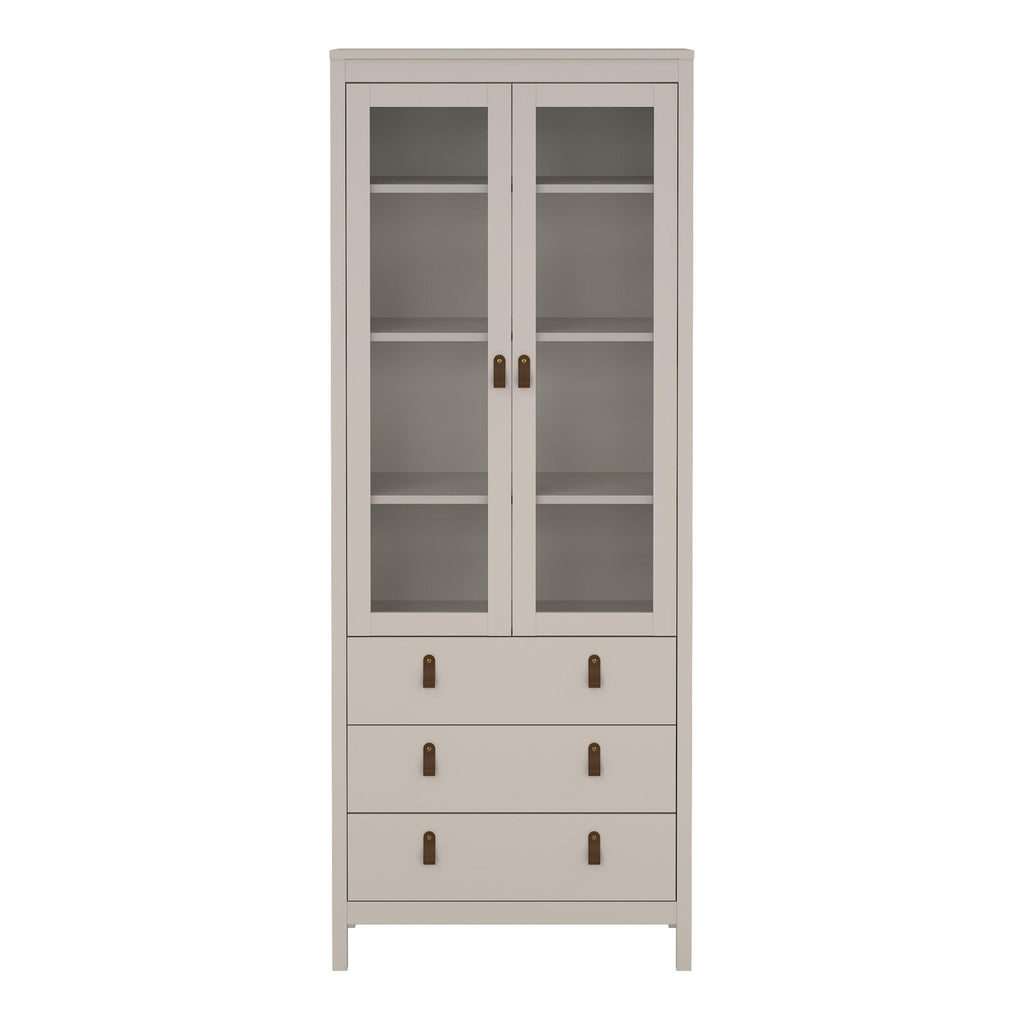 Barcelona China Cabinet 2 Glass Doors with 3 Drawers in Cashmere - image 3