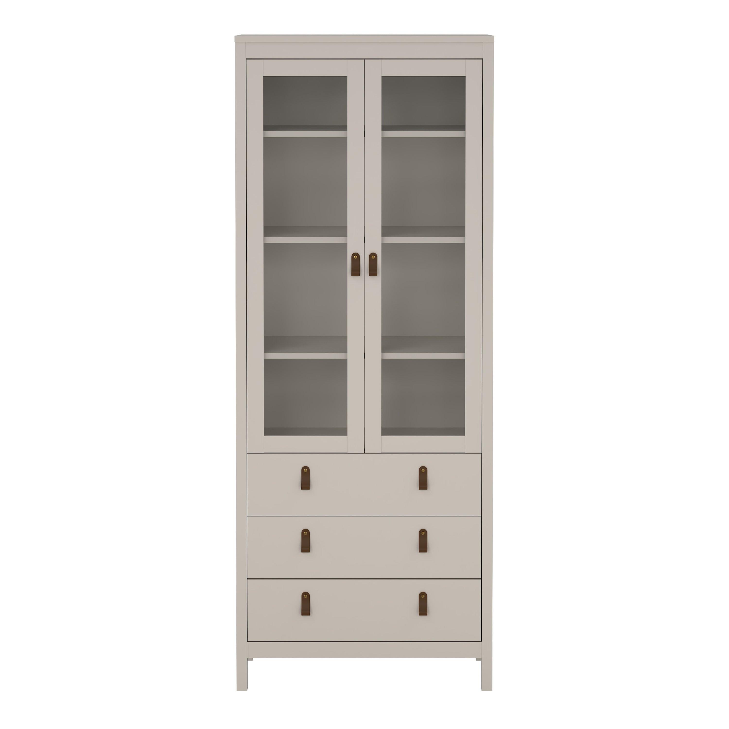 Barcelona China Cabinet 2 Glass Doors with 3 Drawers in Cashmere - image 3