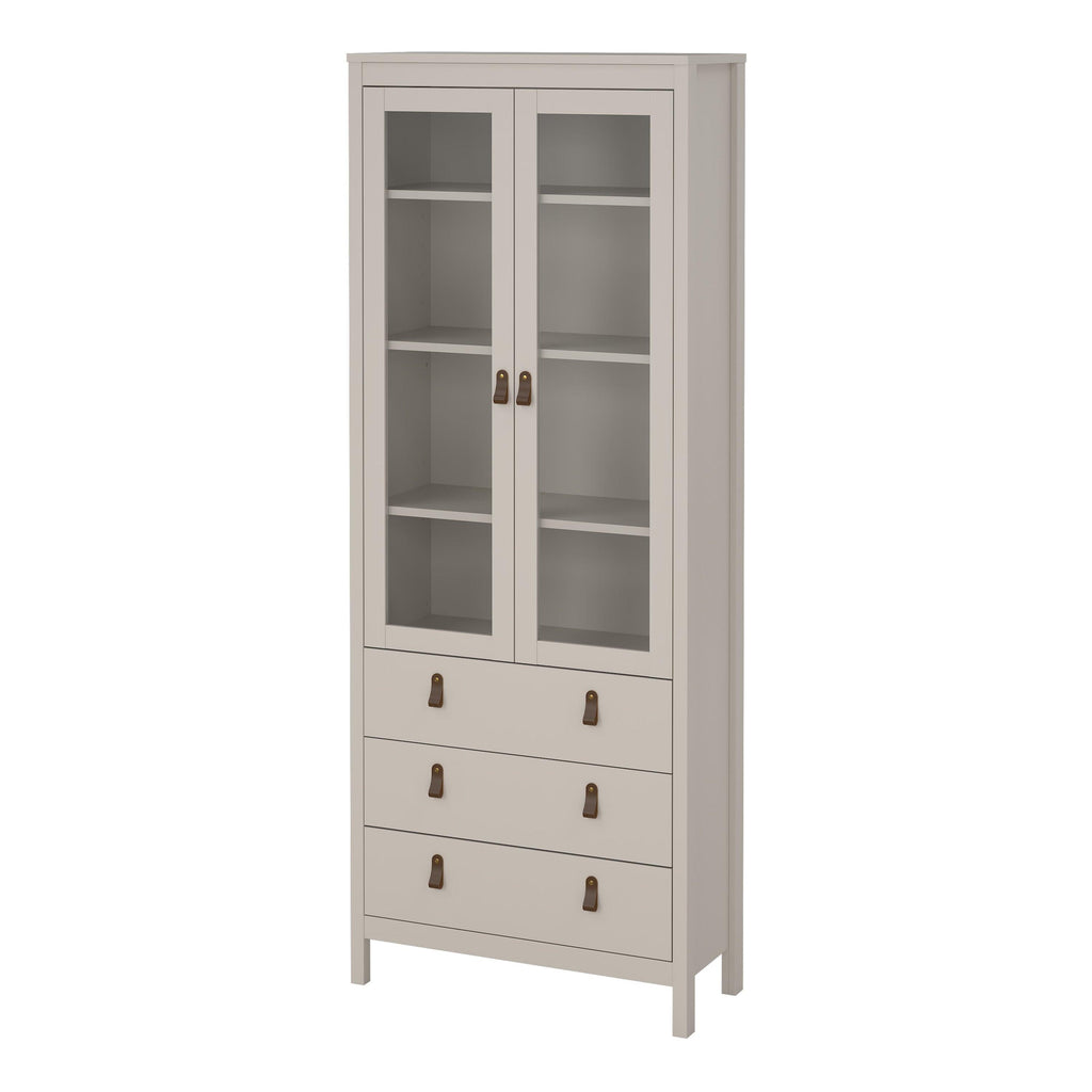 Barcelona China Cabinet 2 Glass Doors with 3 Drawers in Cashmere - image 4