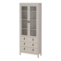 Barcelona China Cabinet 2 Glass Doors with 3 Drawers in Cashmere - image 4