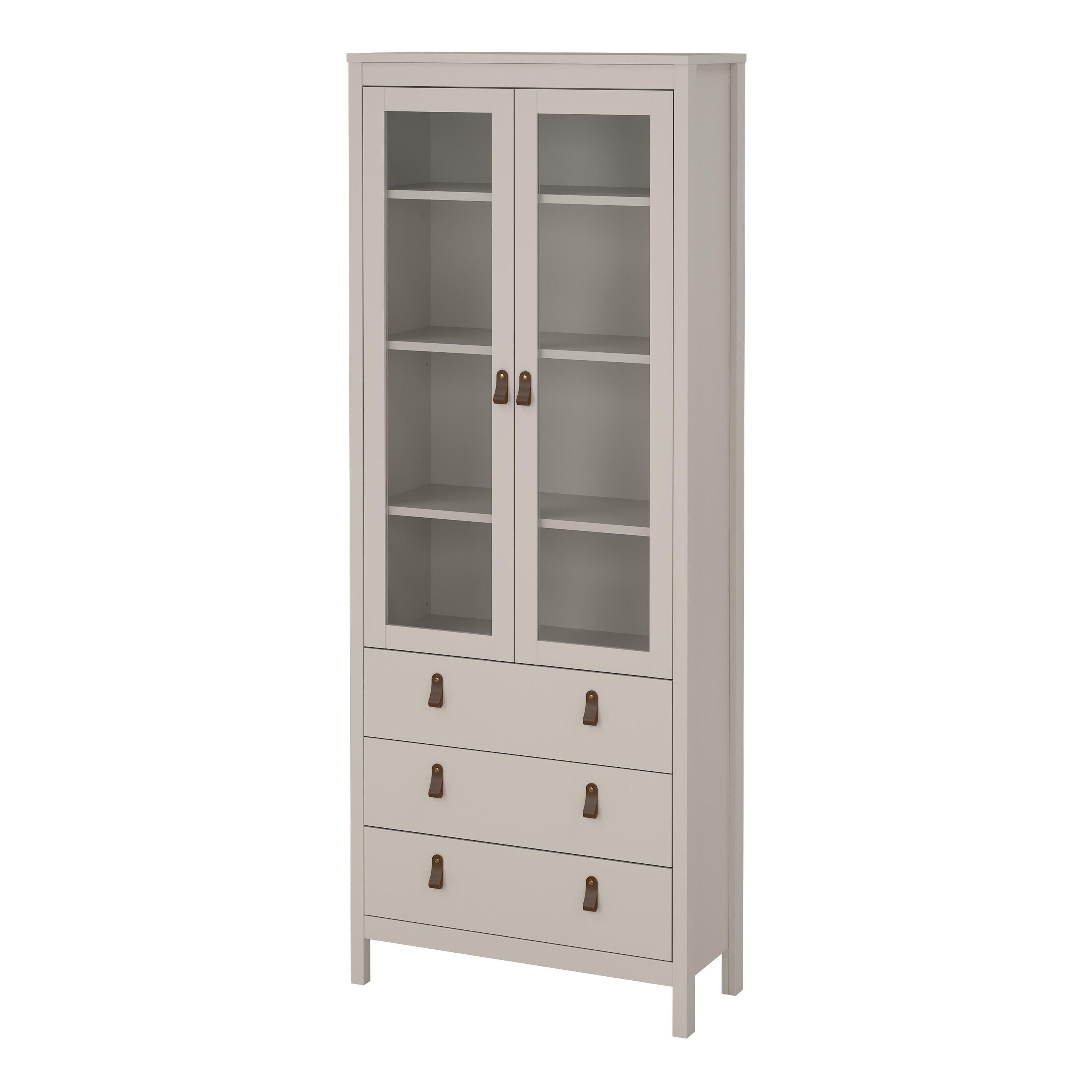 Barcelona China Cabinet 2 Glass Doors with 3 Drawers in Cashmere - image 4