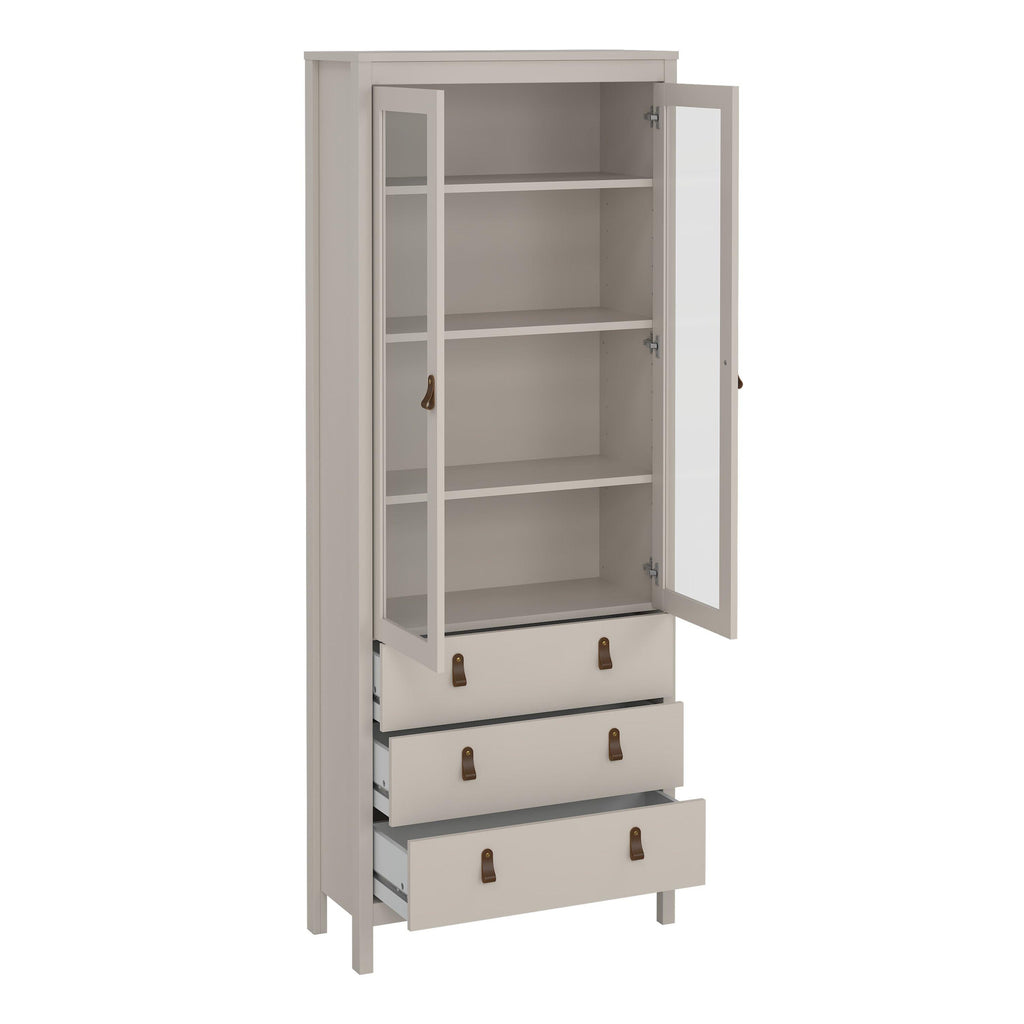 Barcelona China Cabinet 2 Glass Doors with 3 Drawers in Cashmere - image 6