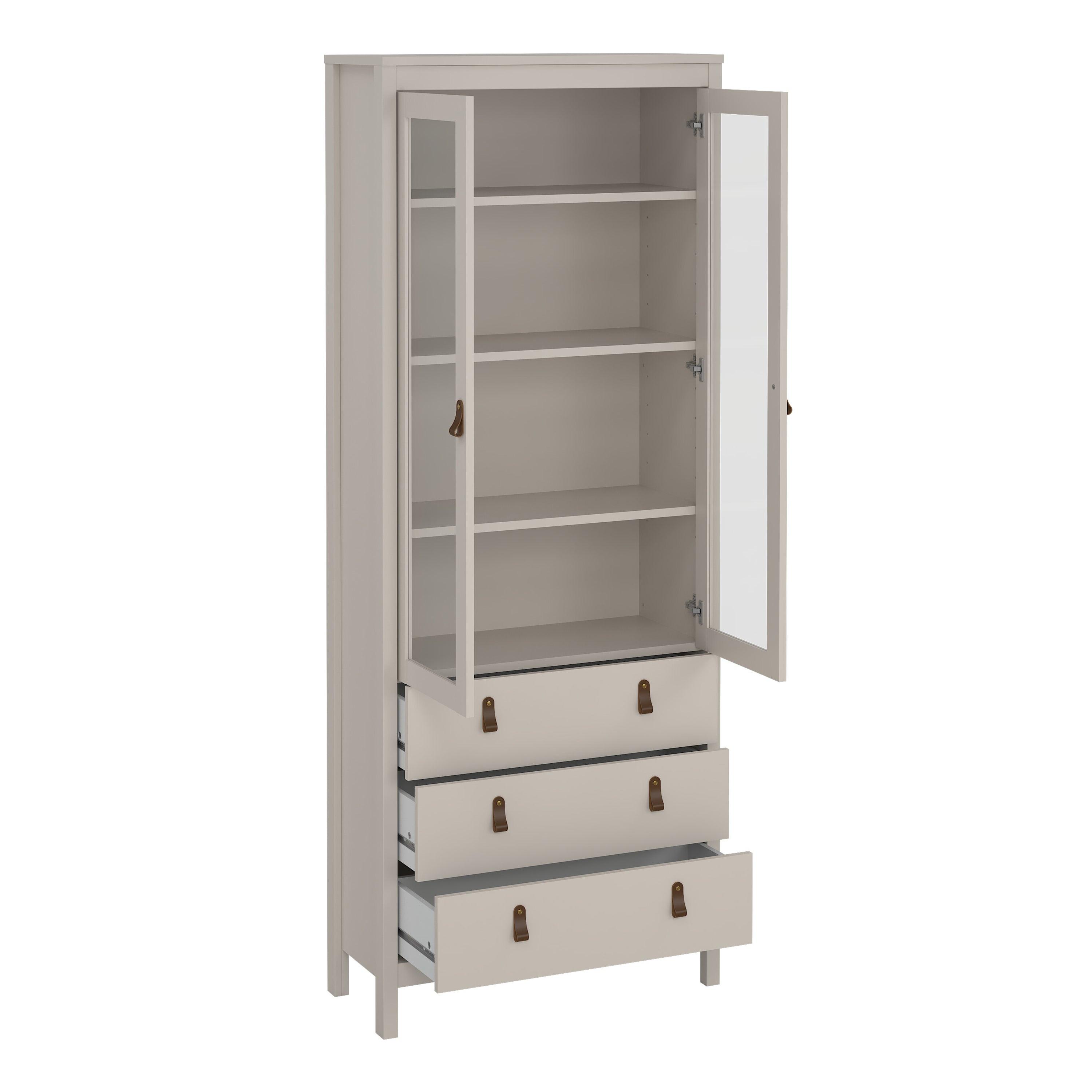 Barcelona China Cabinet 2 Glass Doors with 3 Drawers in Cashmere - image 6