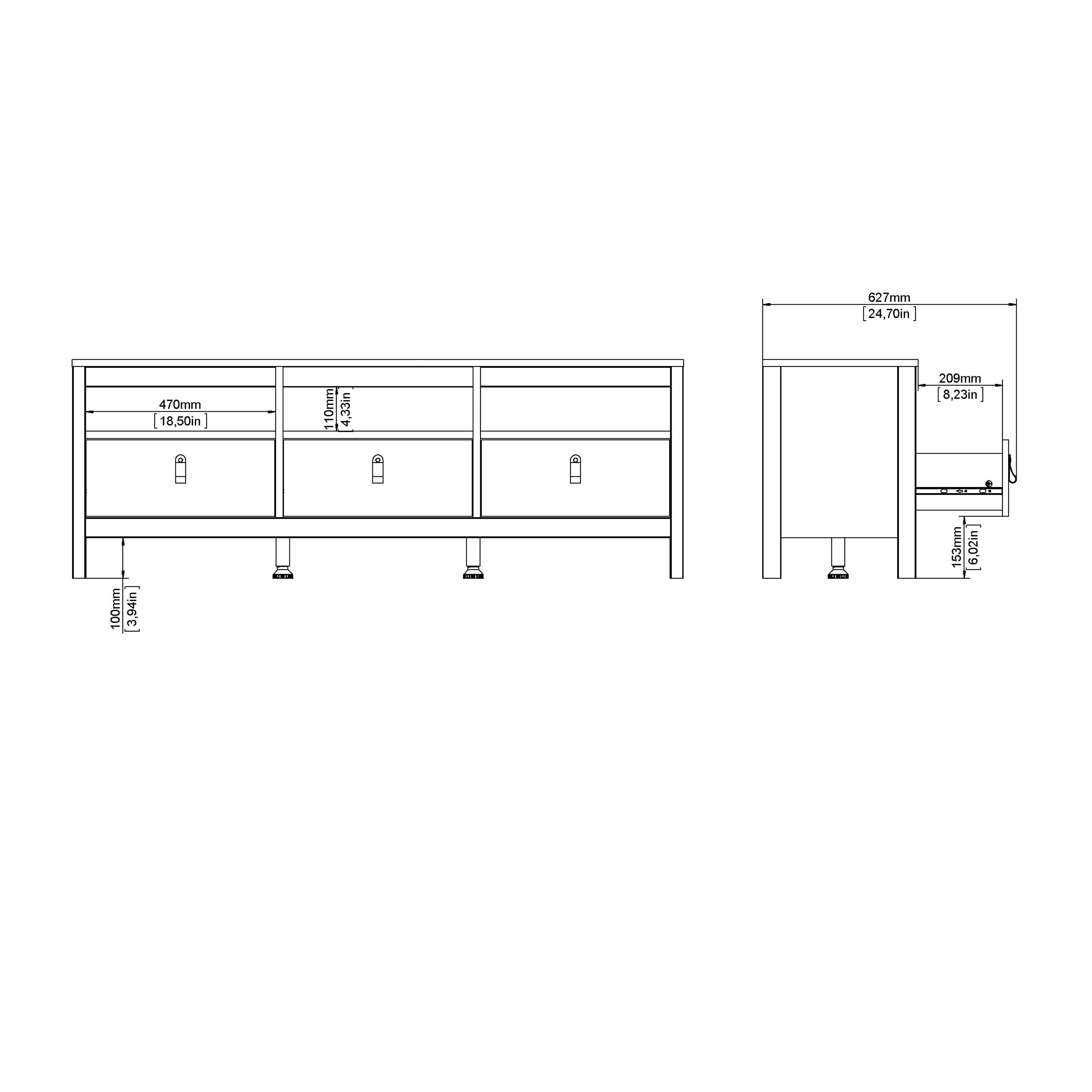 Barcelona Tv Unit 3 Drawers in White - image 10