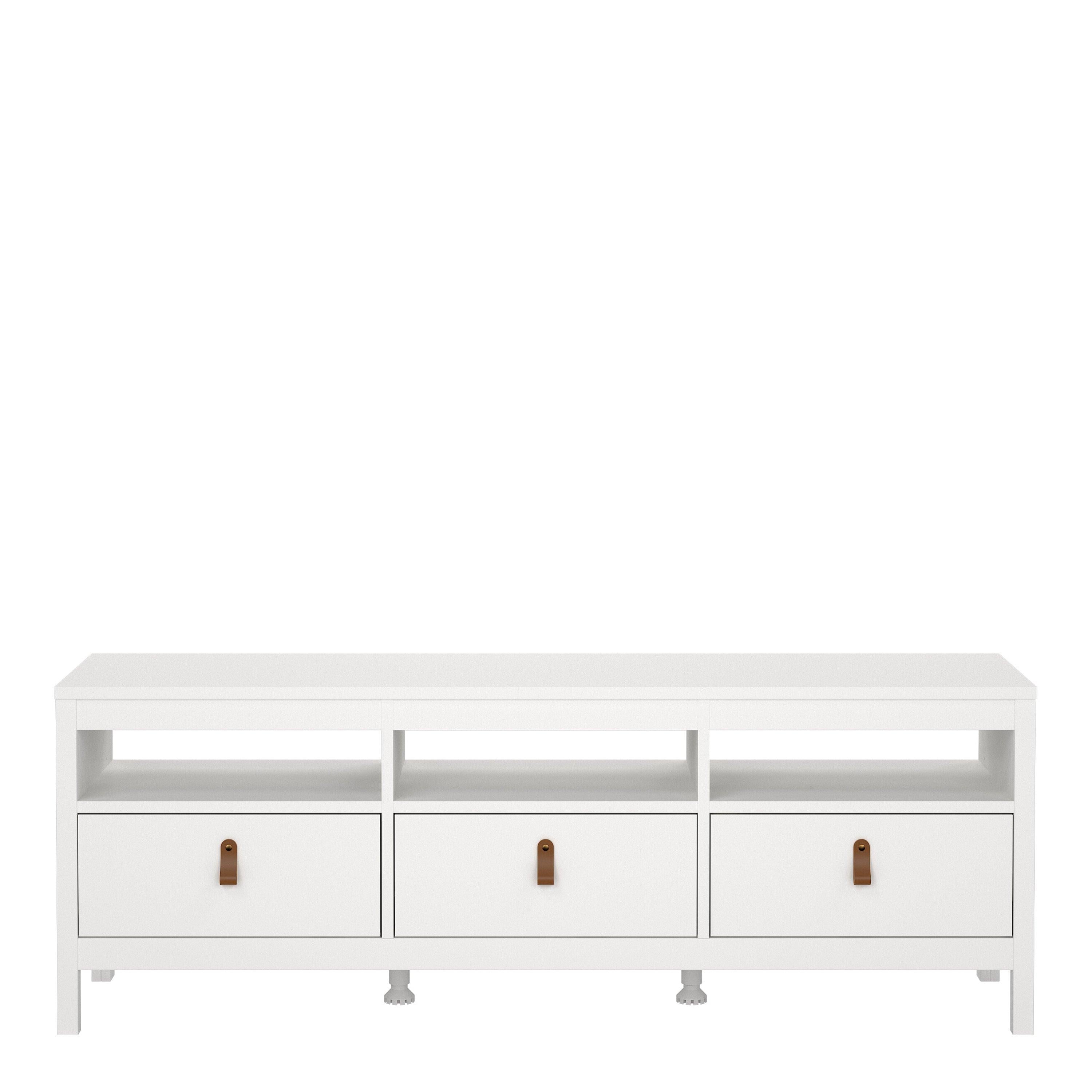 Barcelona Tv Unit 3 Drawers in White - image 2