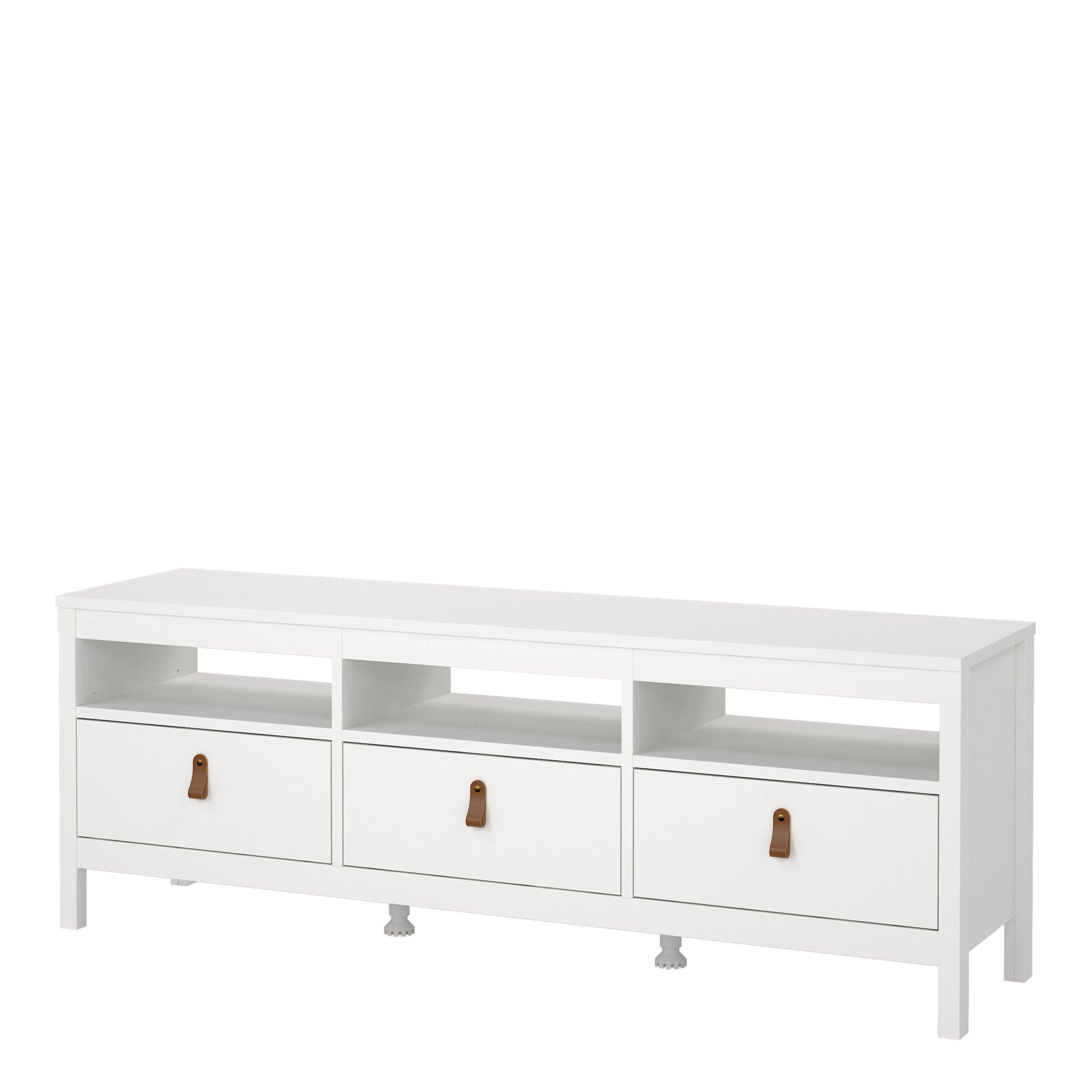 Barcelona Tv Unit 3 Drawers in White - image 3