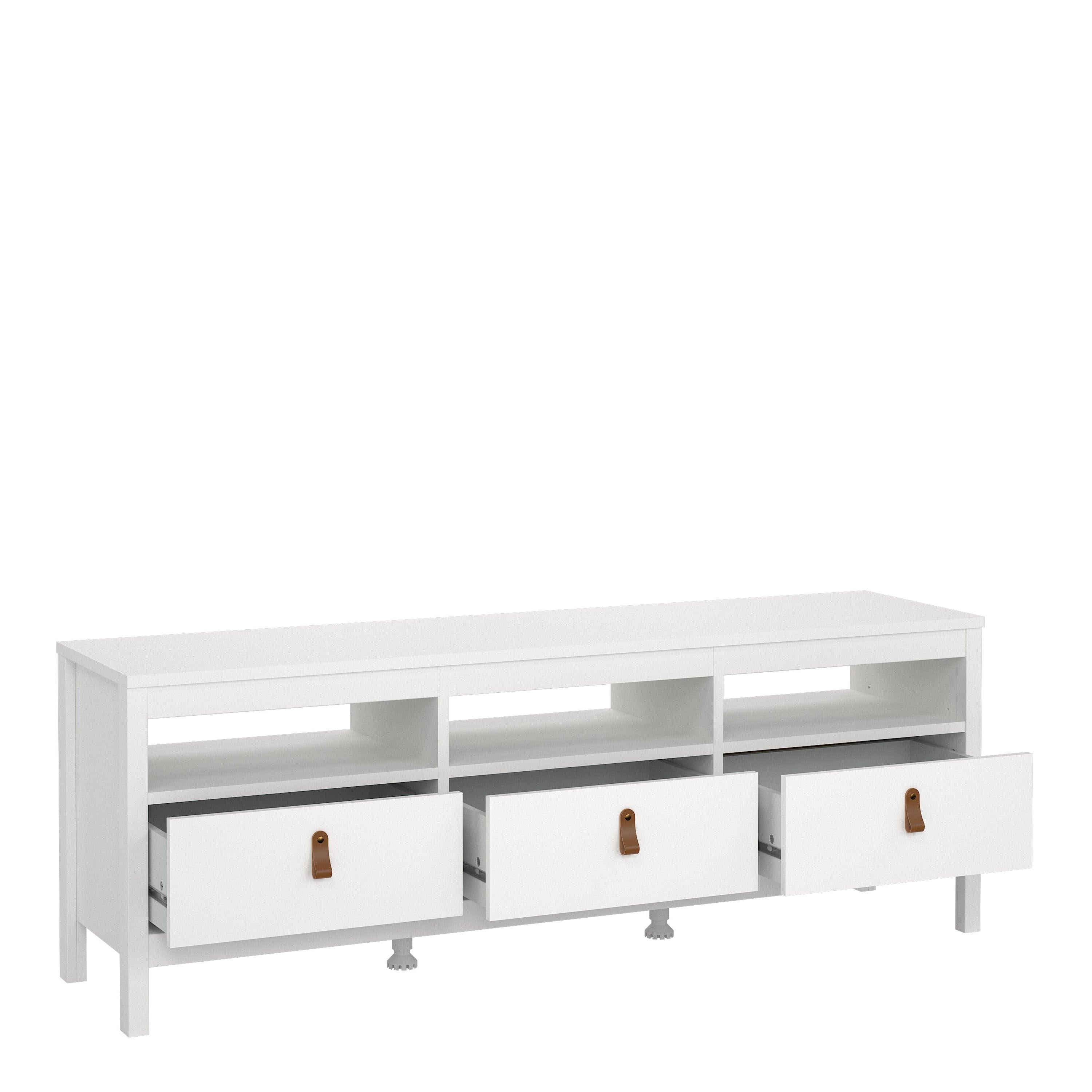 Barcelona Tv Unit 3 Drawers in White - image 4