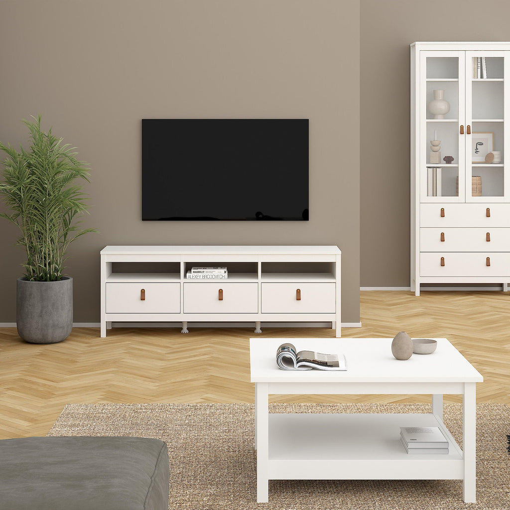 Barcelona Tv Unit 3 Drawers in White - image 5