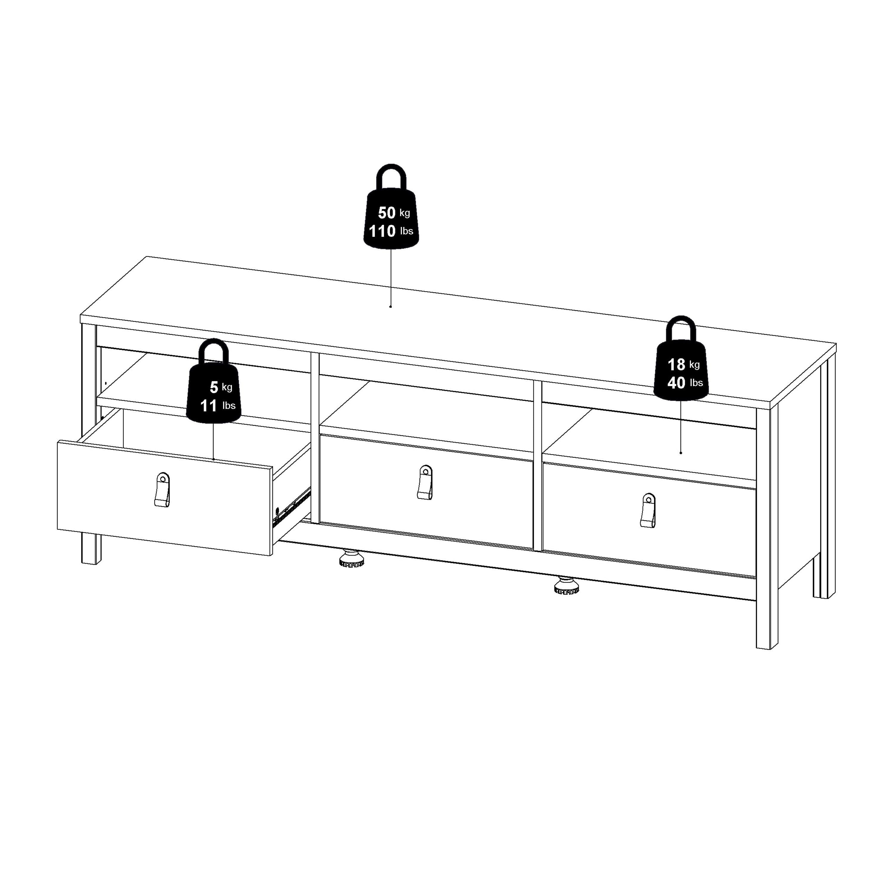 Barcelona TV Unit 3 Drawers in Matt Black - image 12