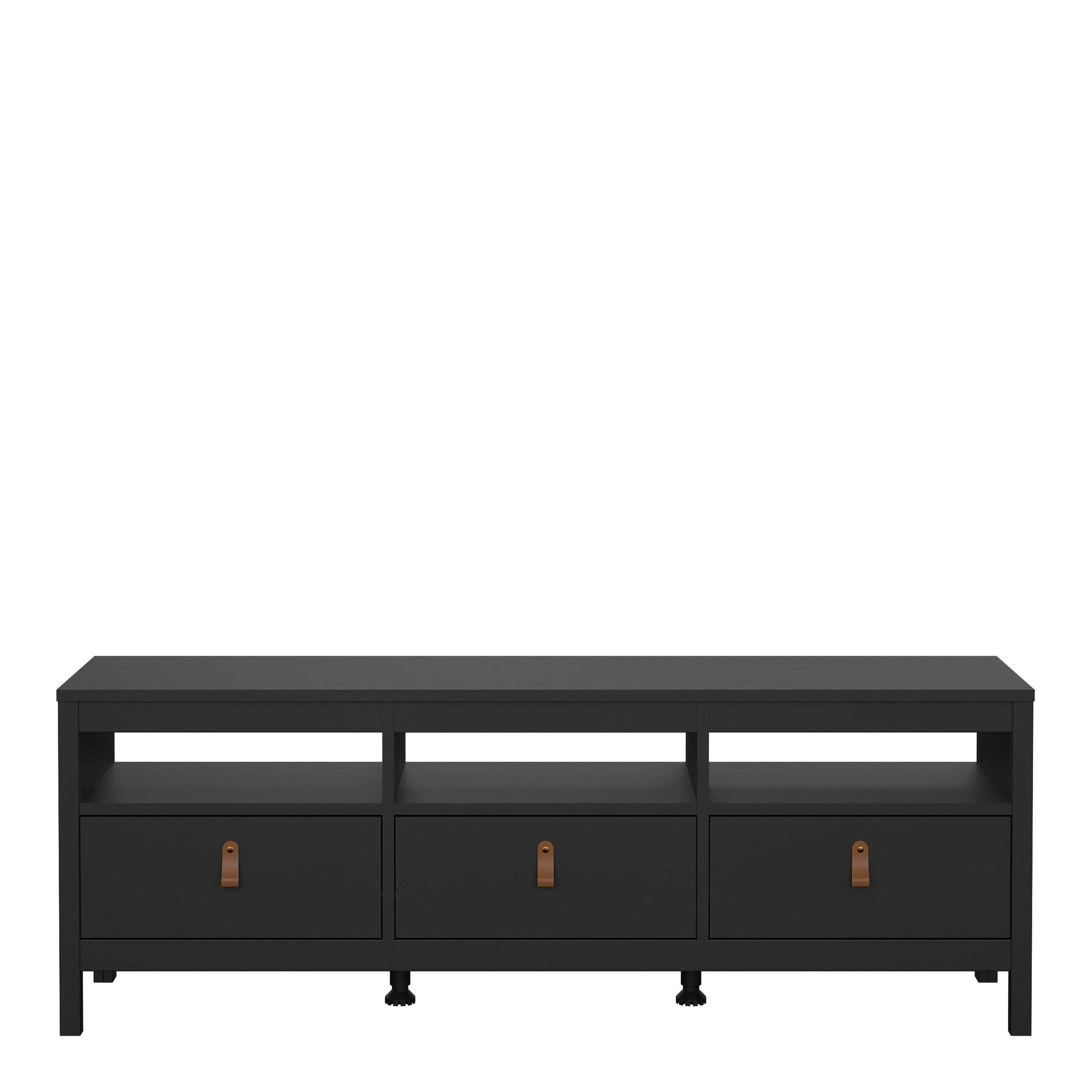 Barcelona TV Unit 3 Drawers in Matt Black - image 2