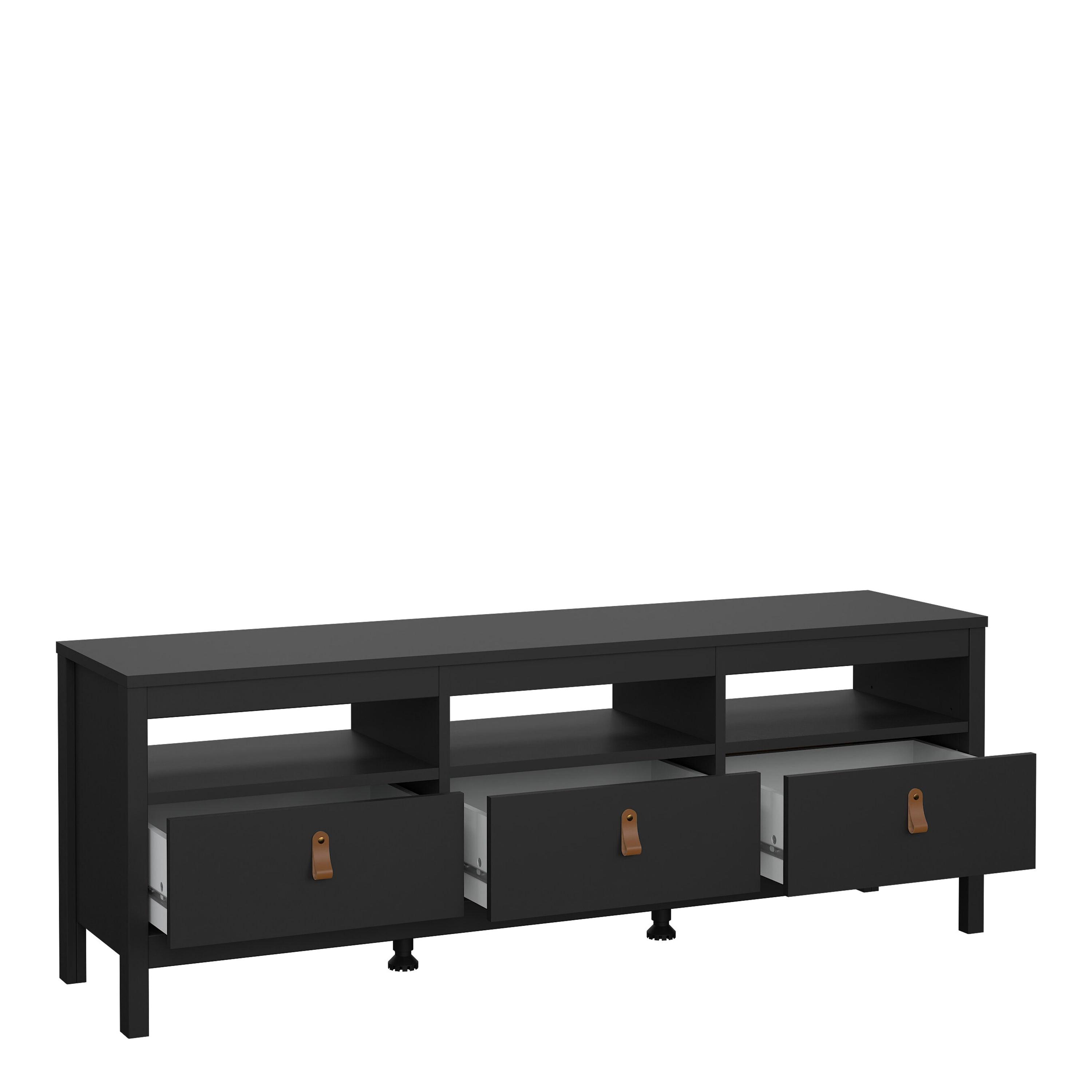 Barcelona TV Unit 3 Drawers in Matt Black - image 5