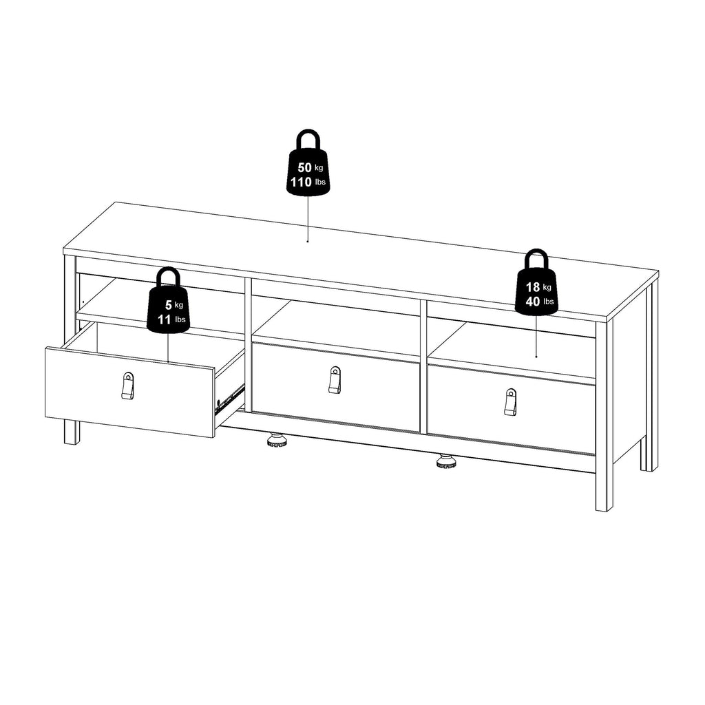Barcelona TV-Unit 3 Drawers in Jackson Hickory Oak - image 12