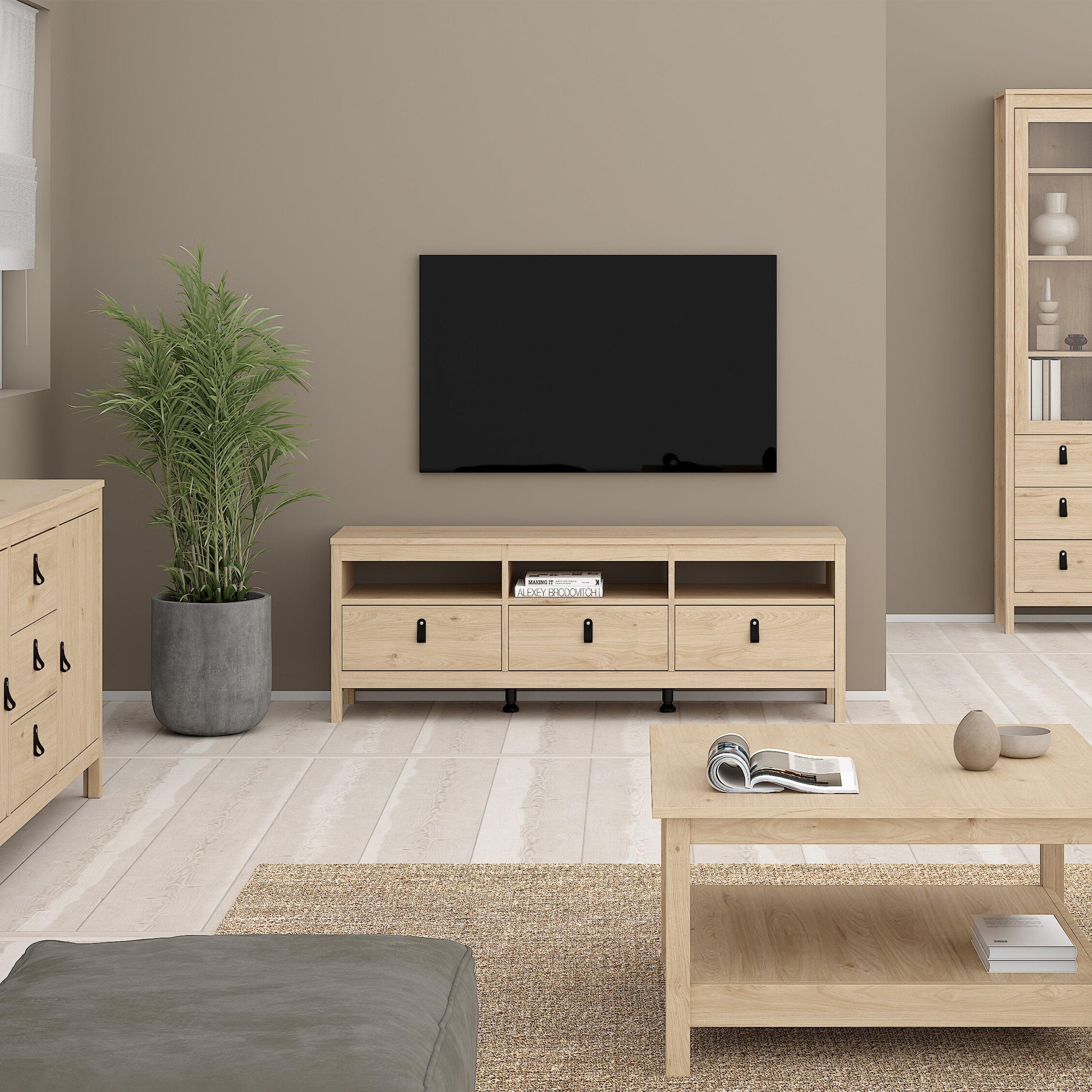 Barcelona TV-Unit 3 Drawers in Jackson Hickory Oak - image 6