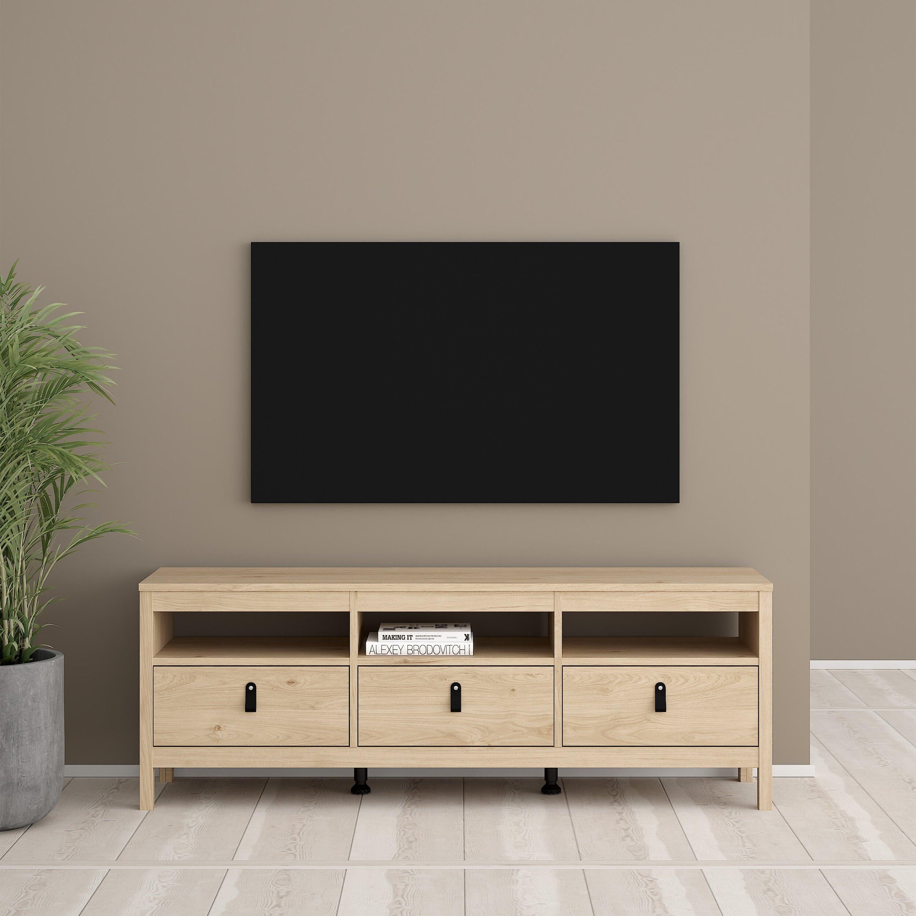 Barcelona TV-Unit 3 Drawers in Jackson Hickory Oak - image 7