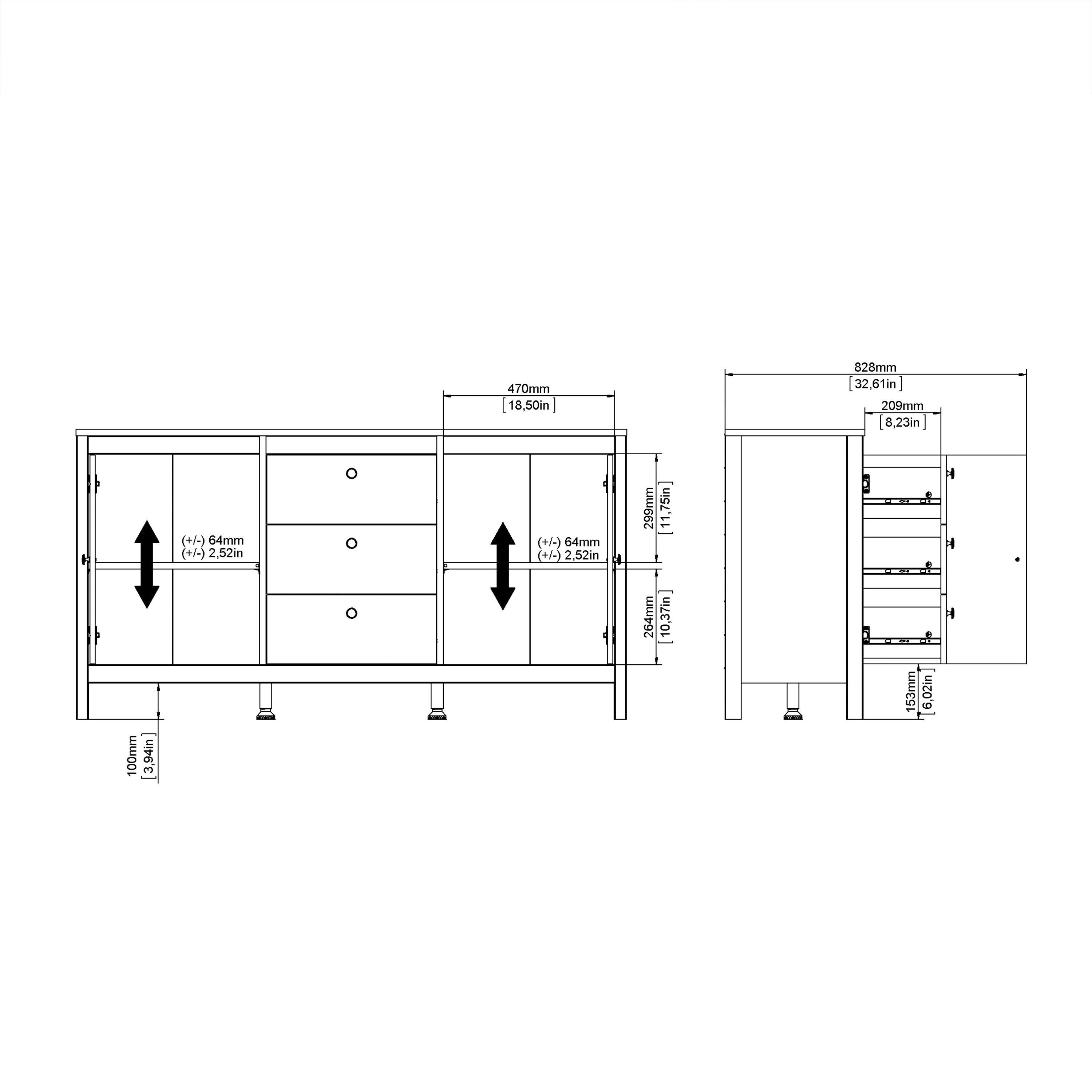 Barcelona Sideboard 2 Doors 3 Drawers in Matt Black - image 10