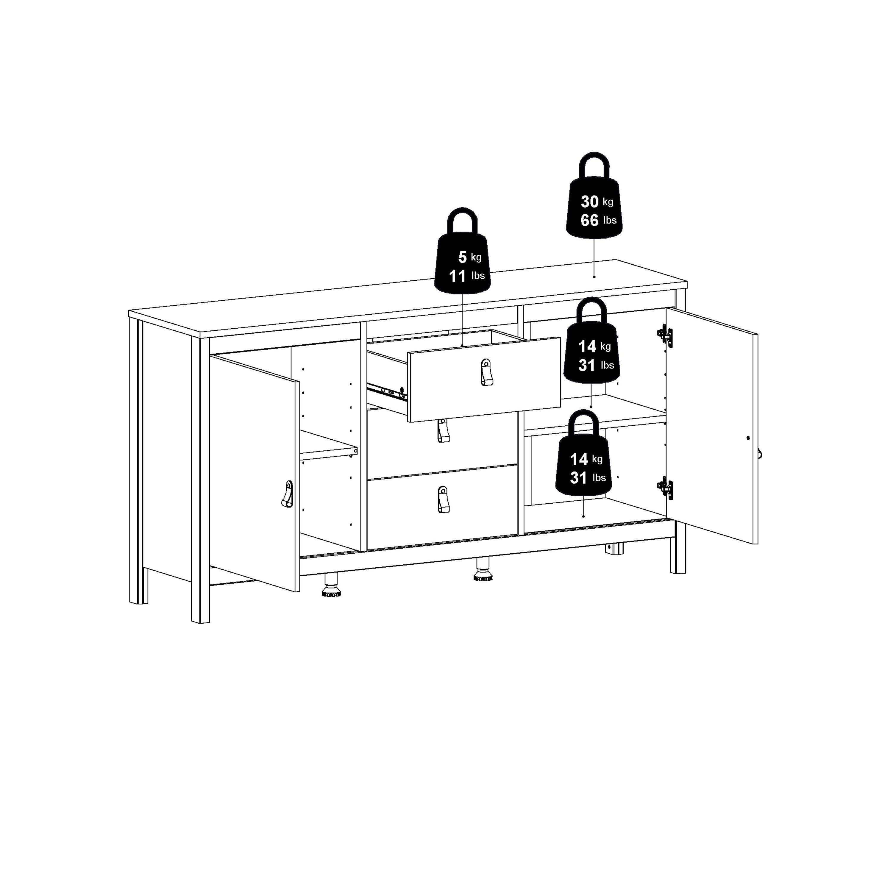 Barcelona Sideboard 2 Doors + 3 Drawers in Jackson Hickory Oak - image 12