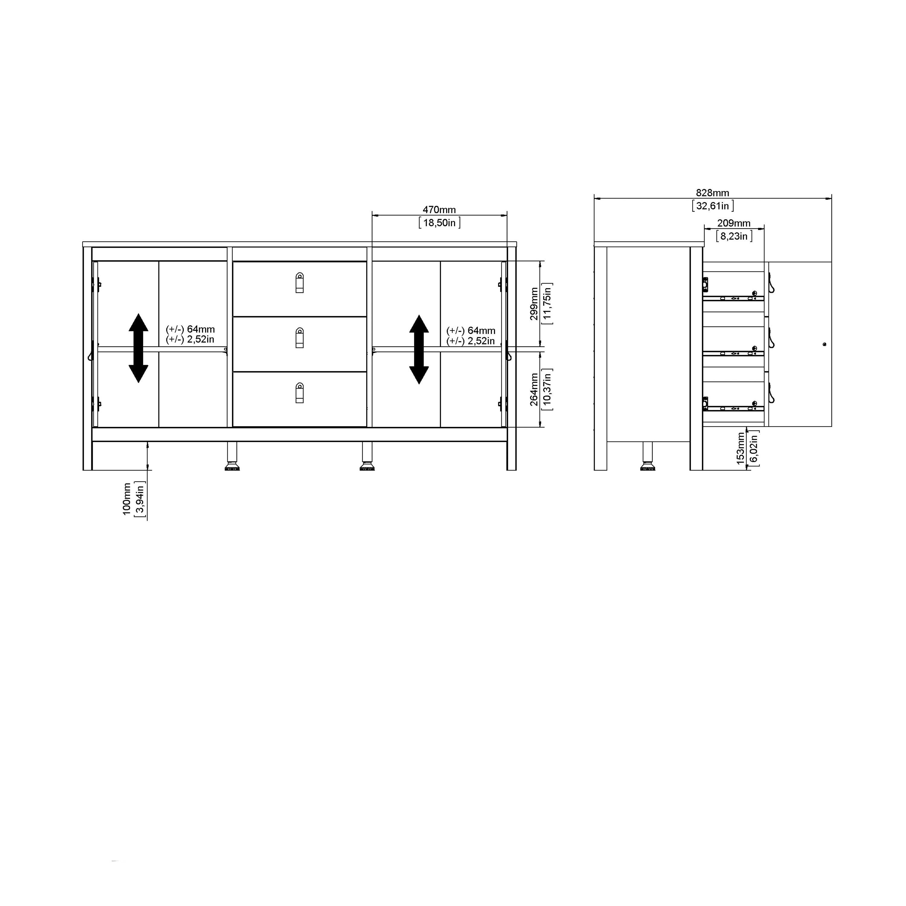 Barcelona Sideboard 2 Doors + 3 Drawers in Cashmere - image 12