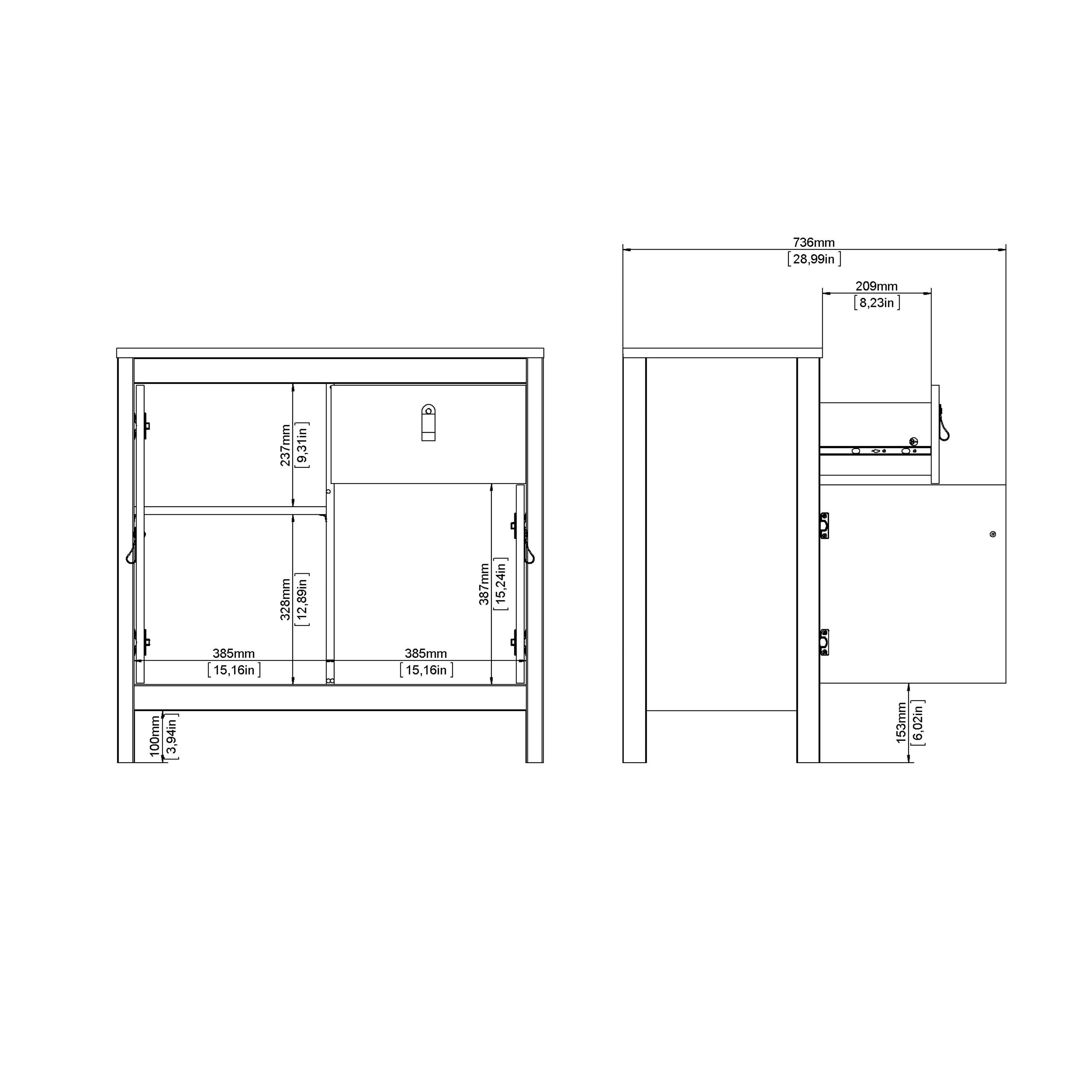 Barcelona Sideboard 2 Doors 1 Drawer in White - image 9