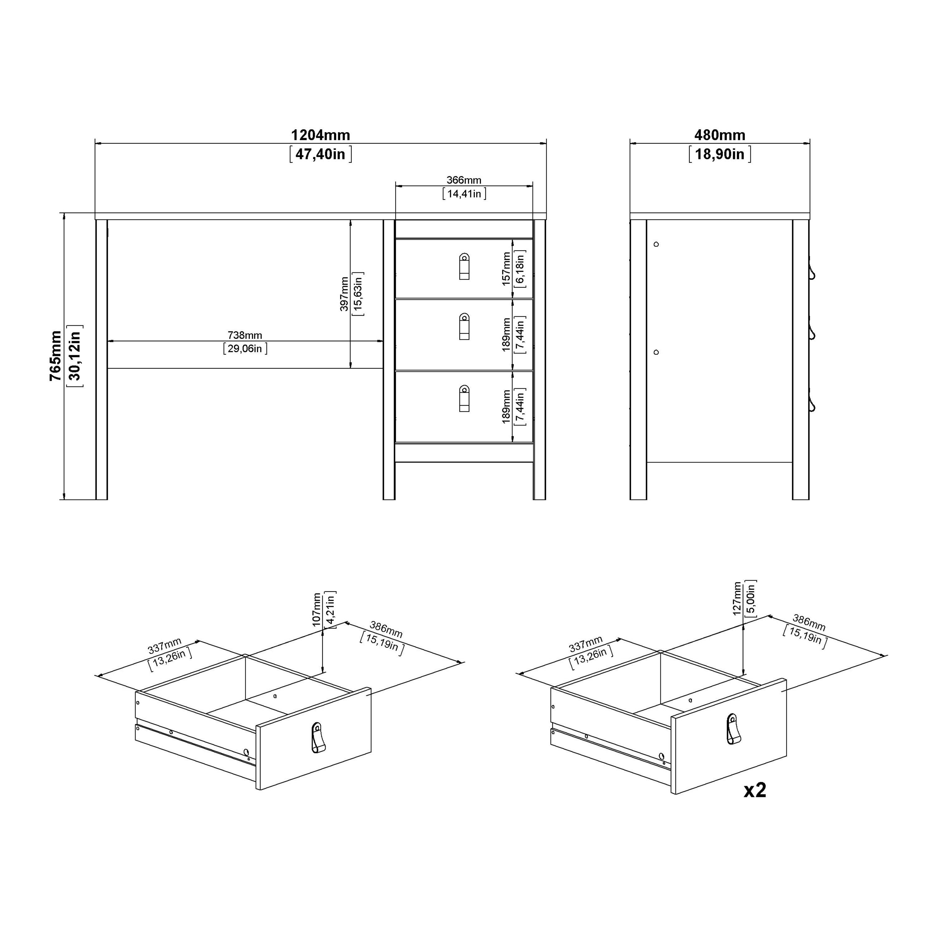 Barcelona Desk 3 Drawers in White - image 10
