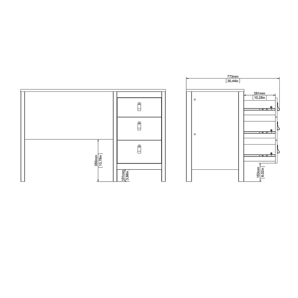 Barcelona Desk 3 Drawers in White - image 11