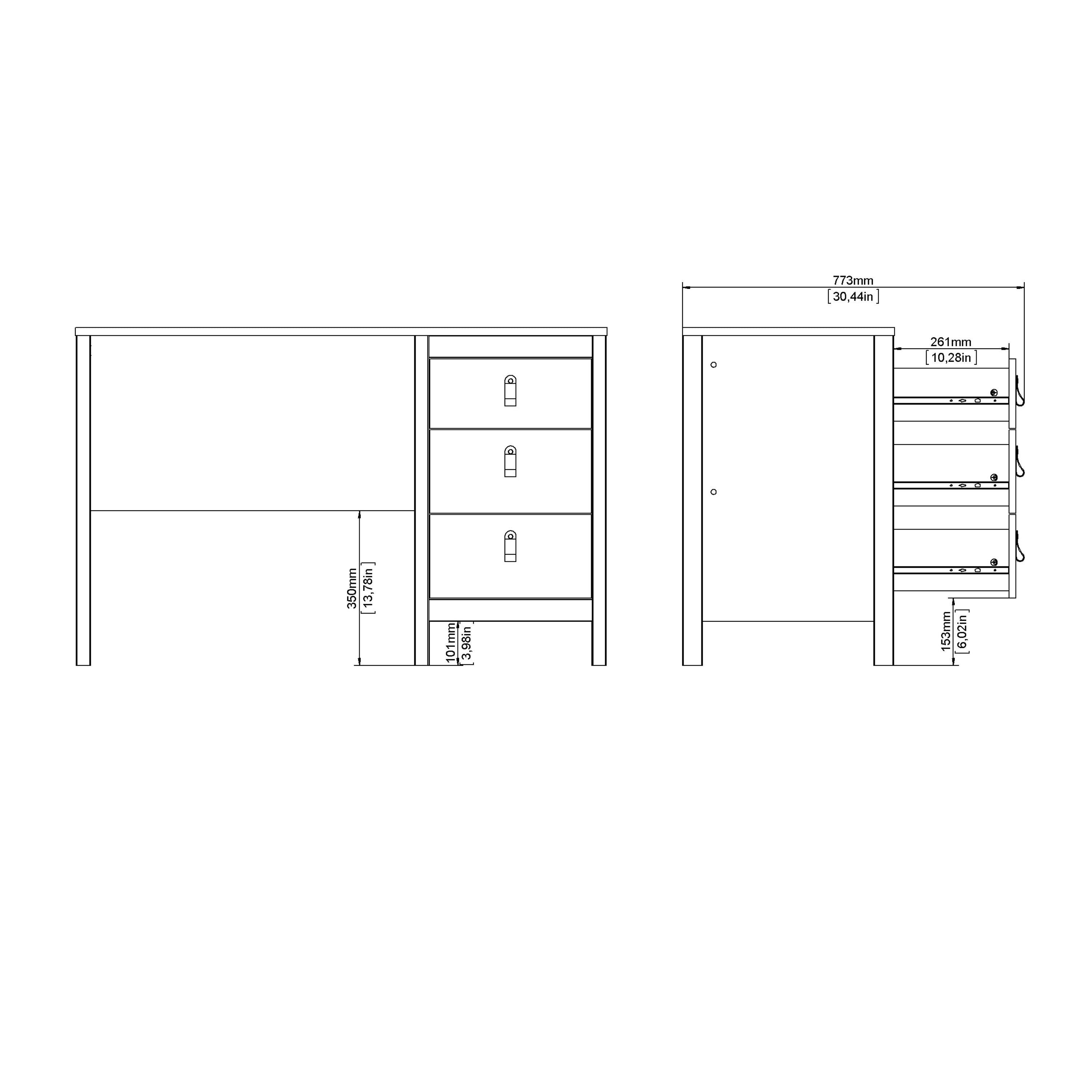 Barcelona Desk 3 Drawers in White - image 11