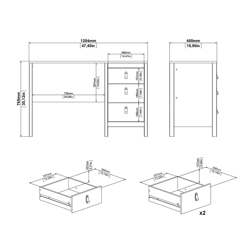 Barcelona Desk 3 Drawers in Jackson Hickory Oak - image 10
