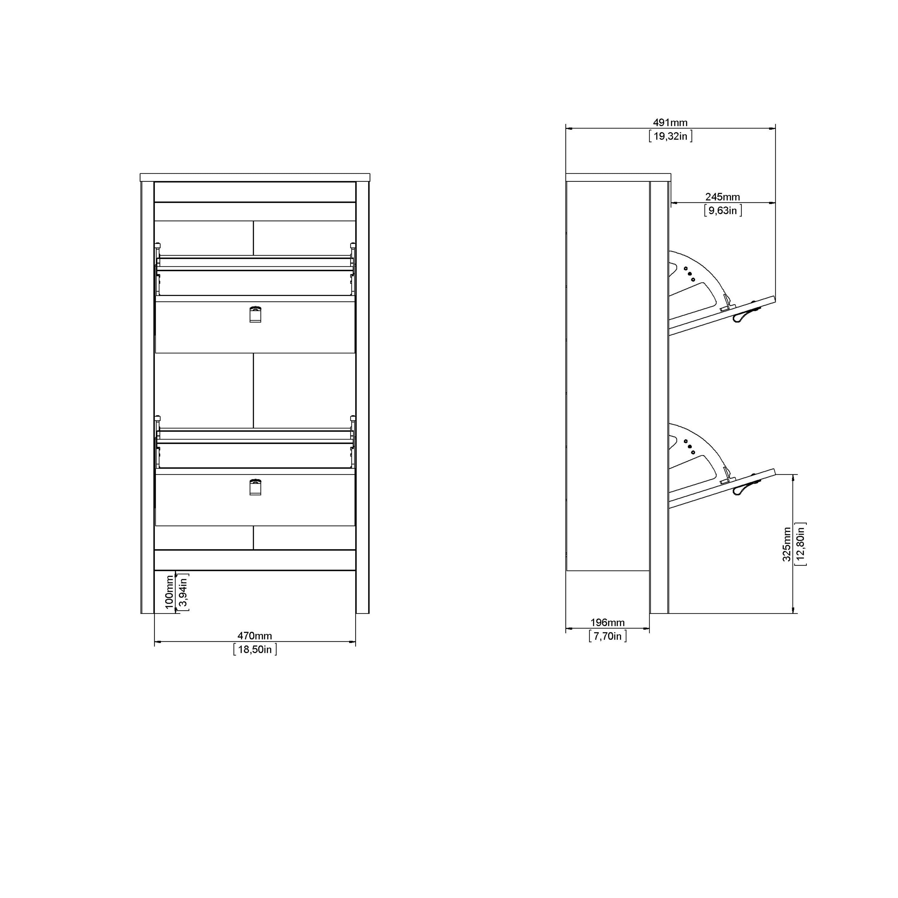 Barcelona Shoe Cabinet 2 Flip Down Doors in White - image 10