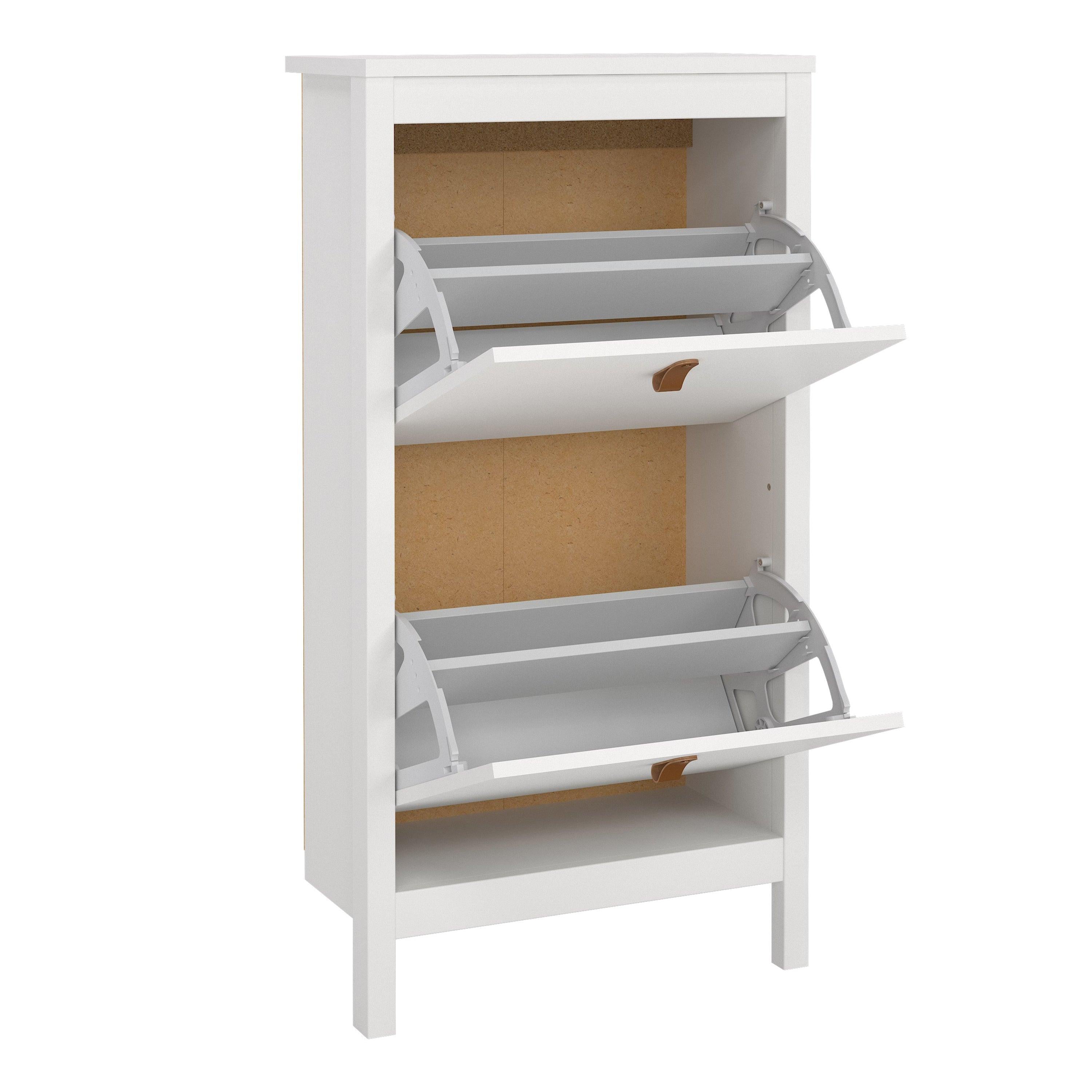 Barcelona Shoe Cabinet 2 Flip Down Doors in White - image 5