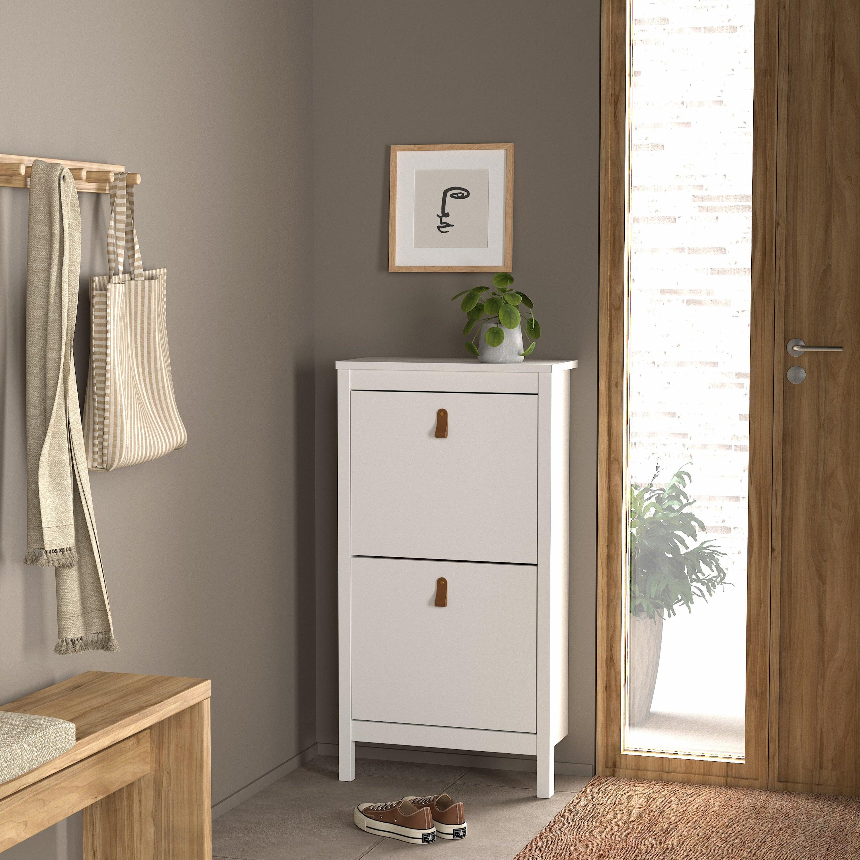 Barcelona Shoe Cabinet 2 Flip Down Doors in White - image 6