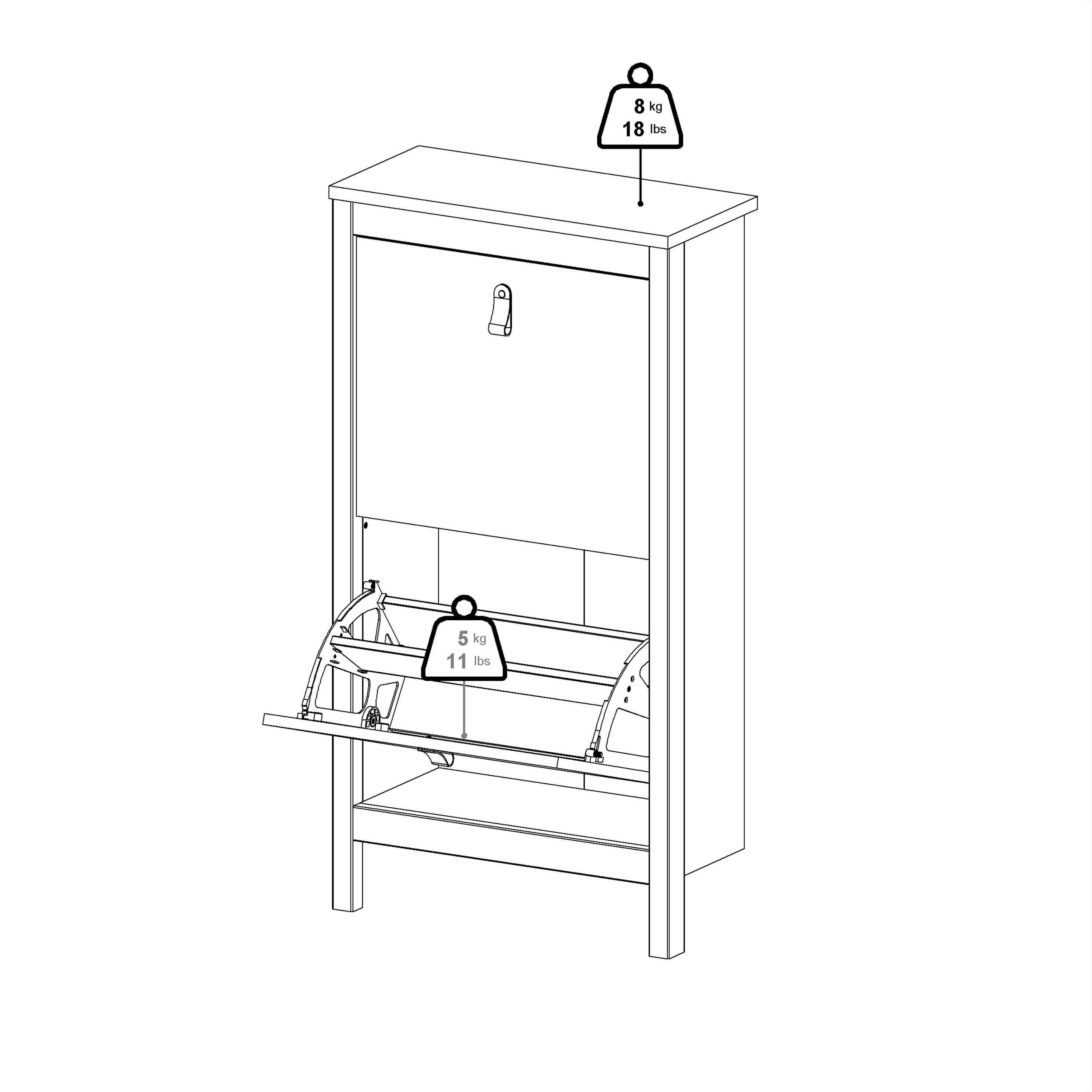 Barcelona Shoe Cabinet 2 Flip Down Doors in Matt Black - image 11