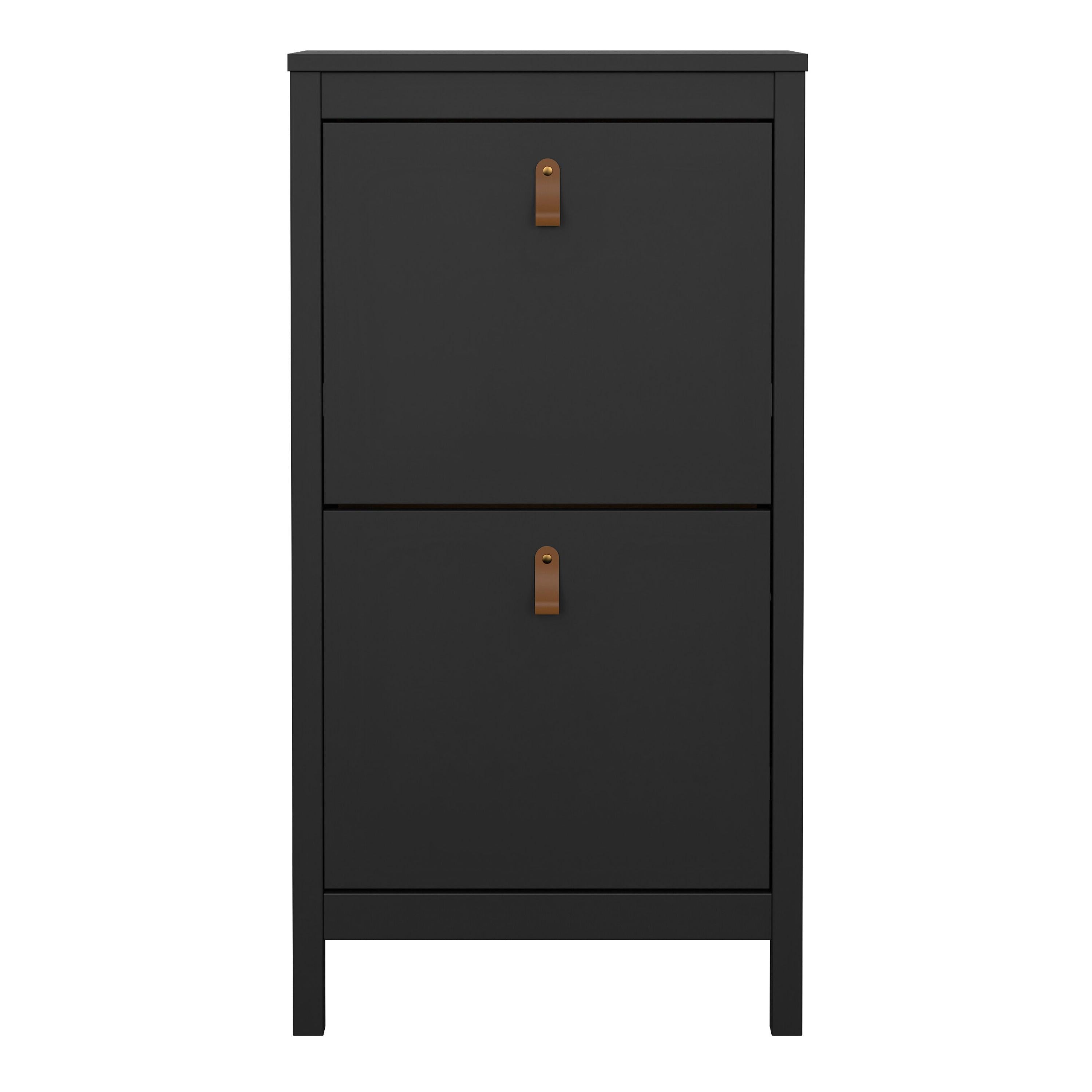 Barcelona Shoe Cabinet 2 Flip Down Doors in Matt Black - image 2