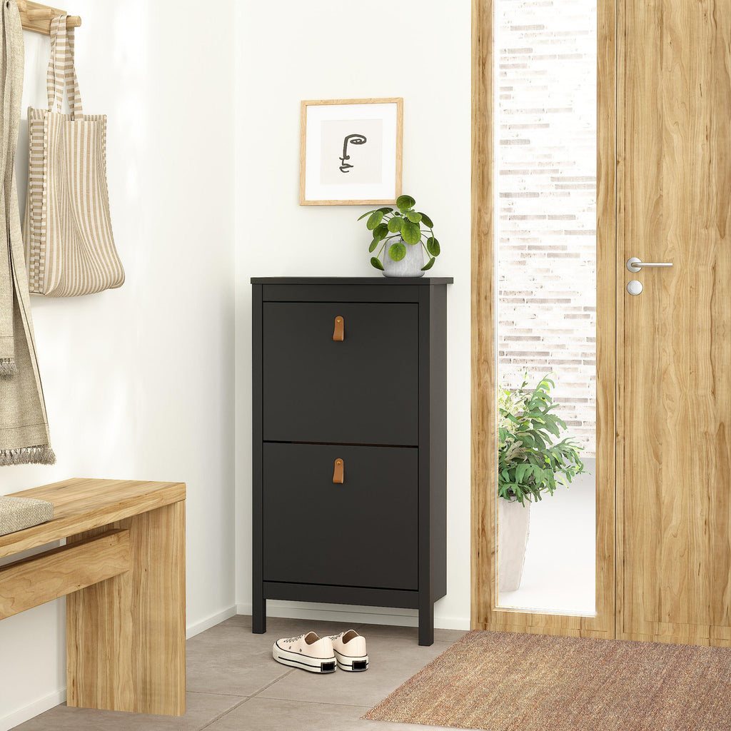 Barcelona Shoe Cabinet 2 Flip Down Doors in Matt Black - image 6