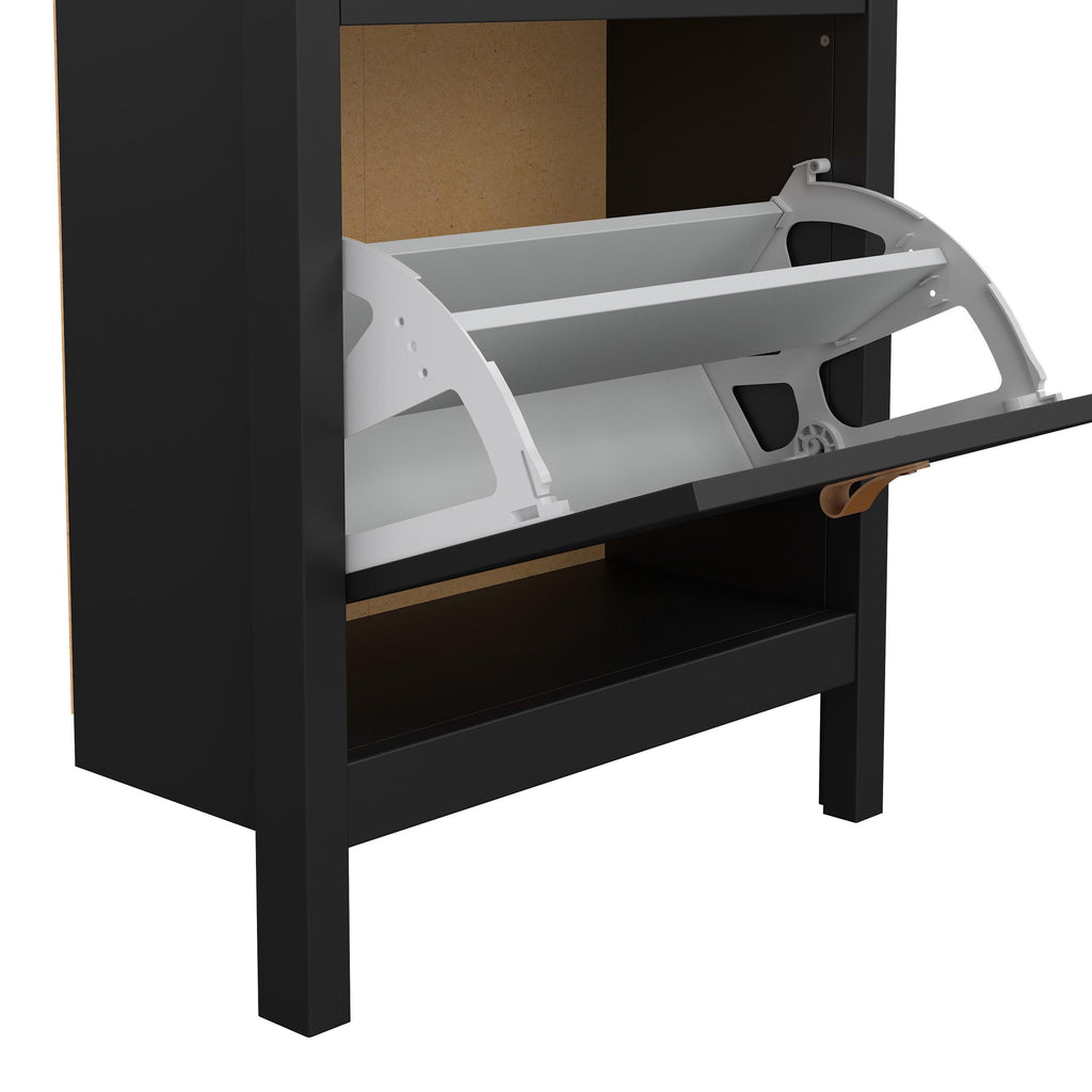 Barcelona Shoe Cabinet 2 Flip Down Doors in Matt Black - image 8