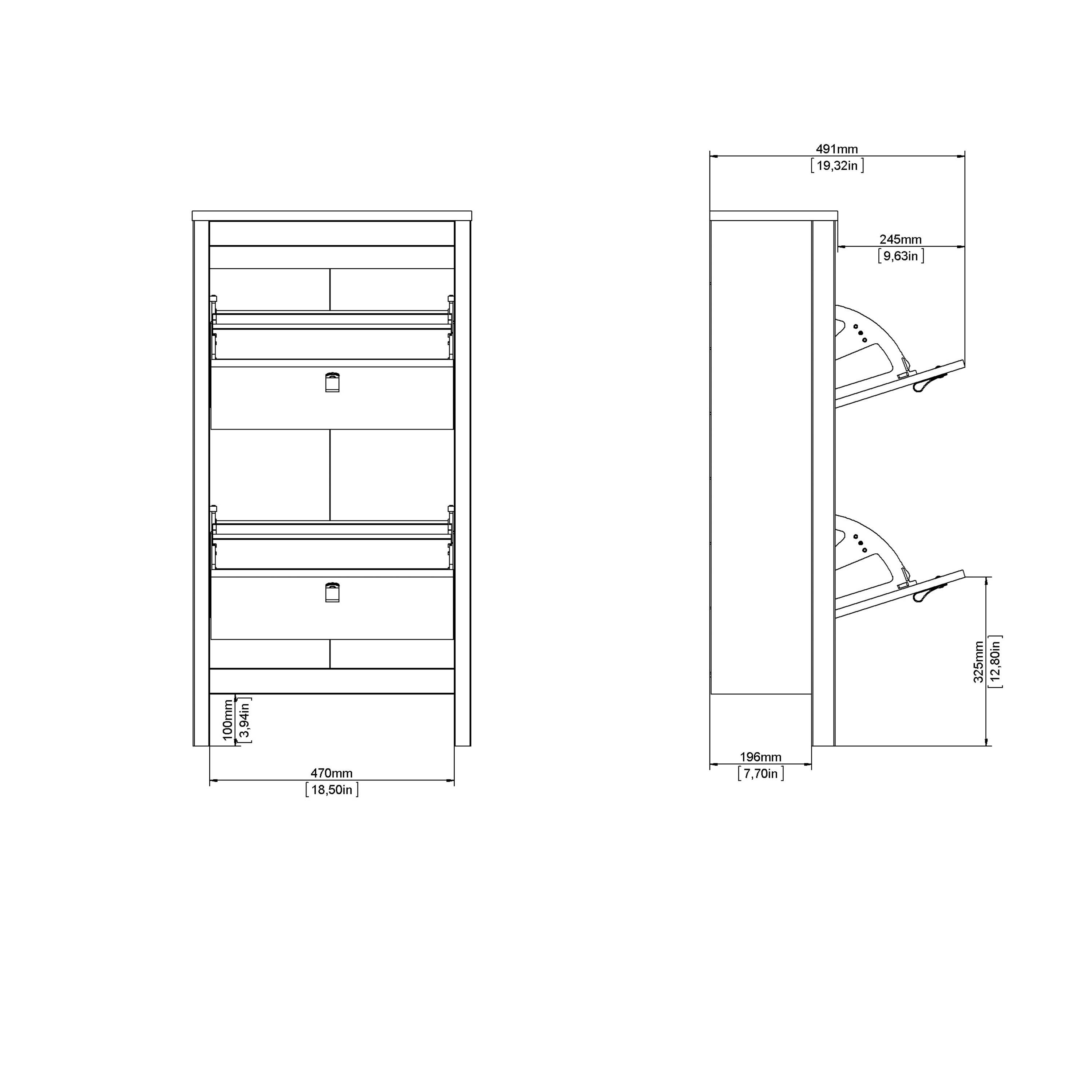 Barcelona Shoe Cabinet 2 Flap Doors in Jackson Hickory Oak - image 11