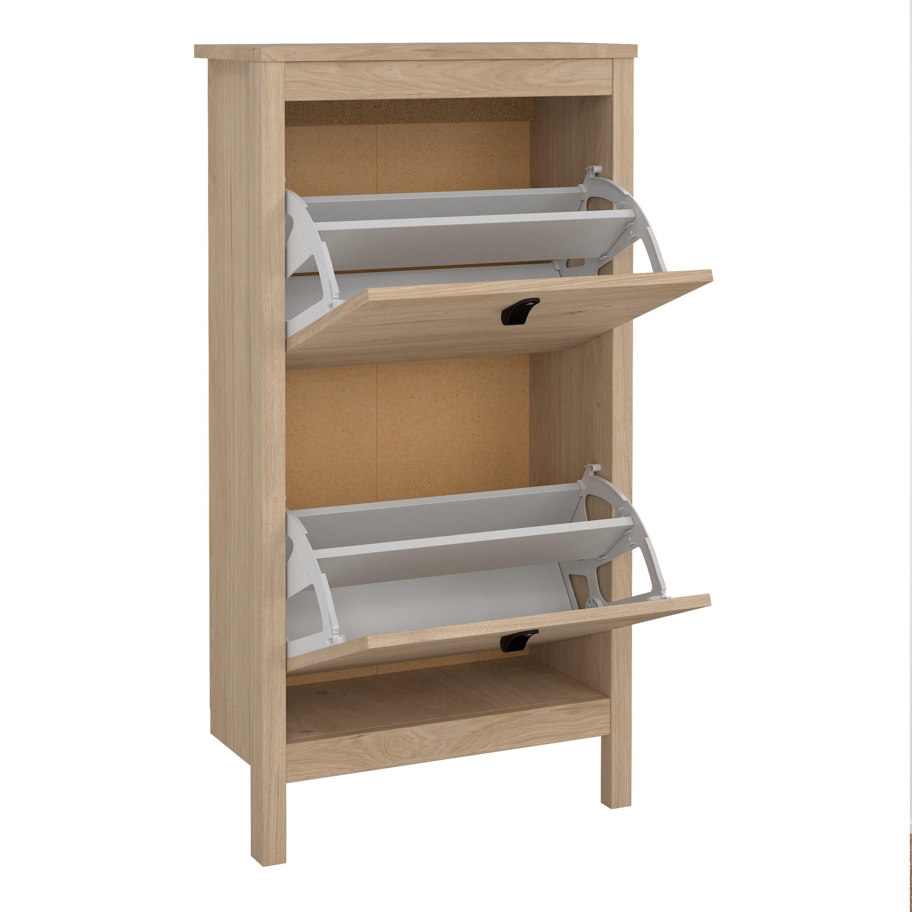 Barcelona Shoe Cabinet 2 Flap Doors in Jackson Hickory Oak - image 5