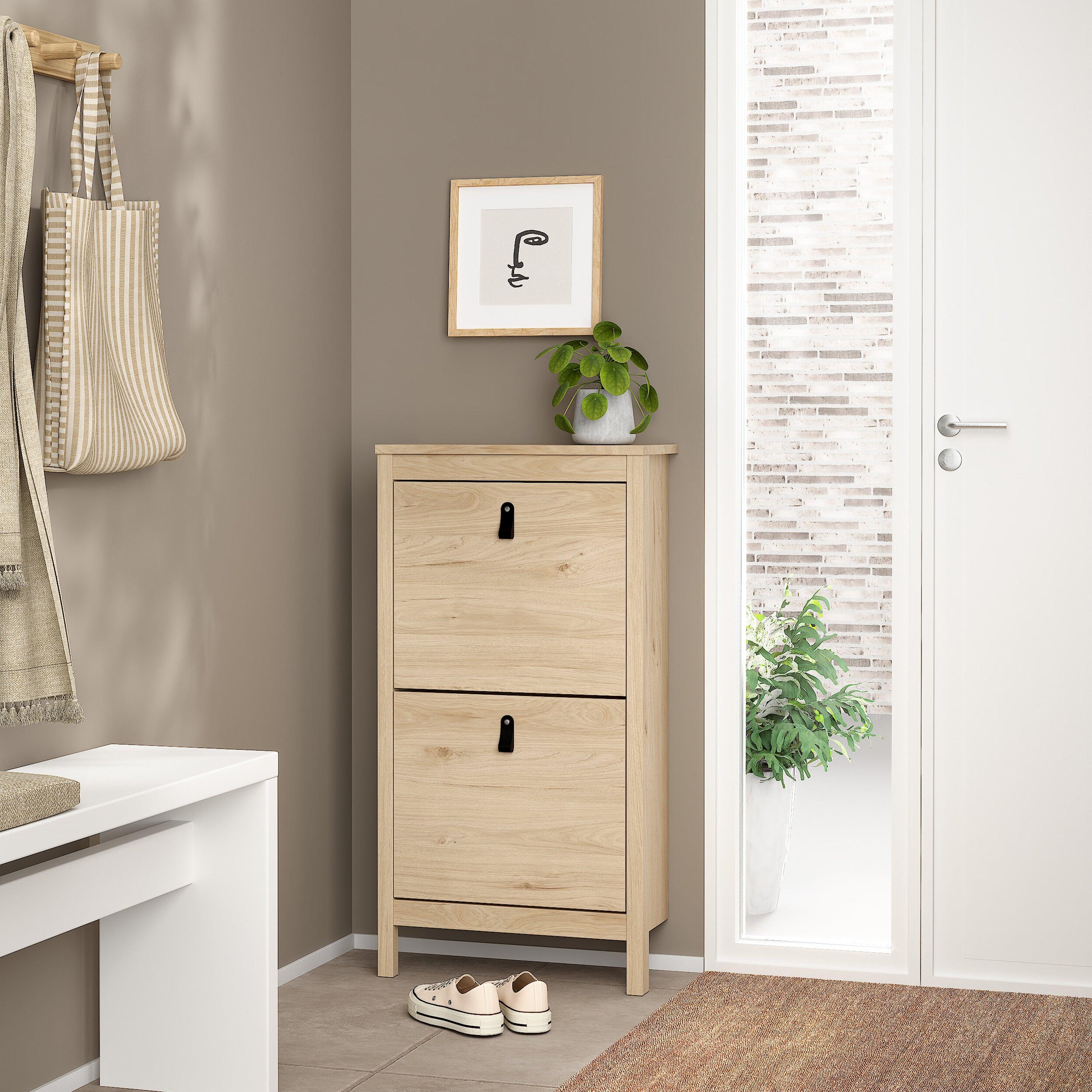 Barcelona Shoe Cabinet 2 Flap Doors in Jackson Hickory Oak - image 6
