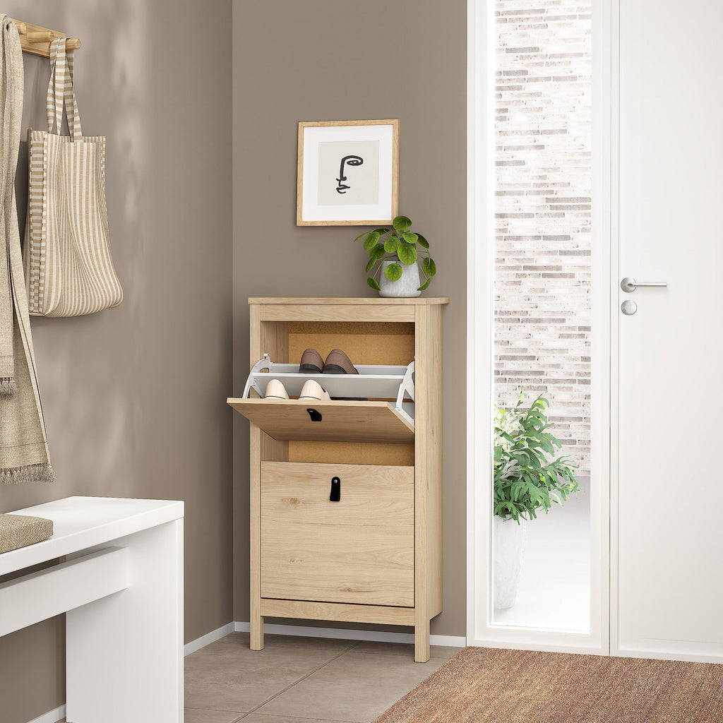 Barcelona Shoe Cabinet 2 Flap Doors in Jackson Hickory Oak - image 7