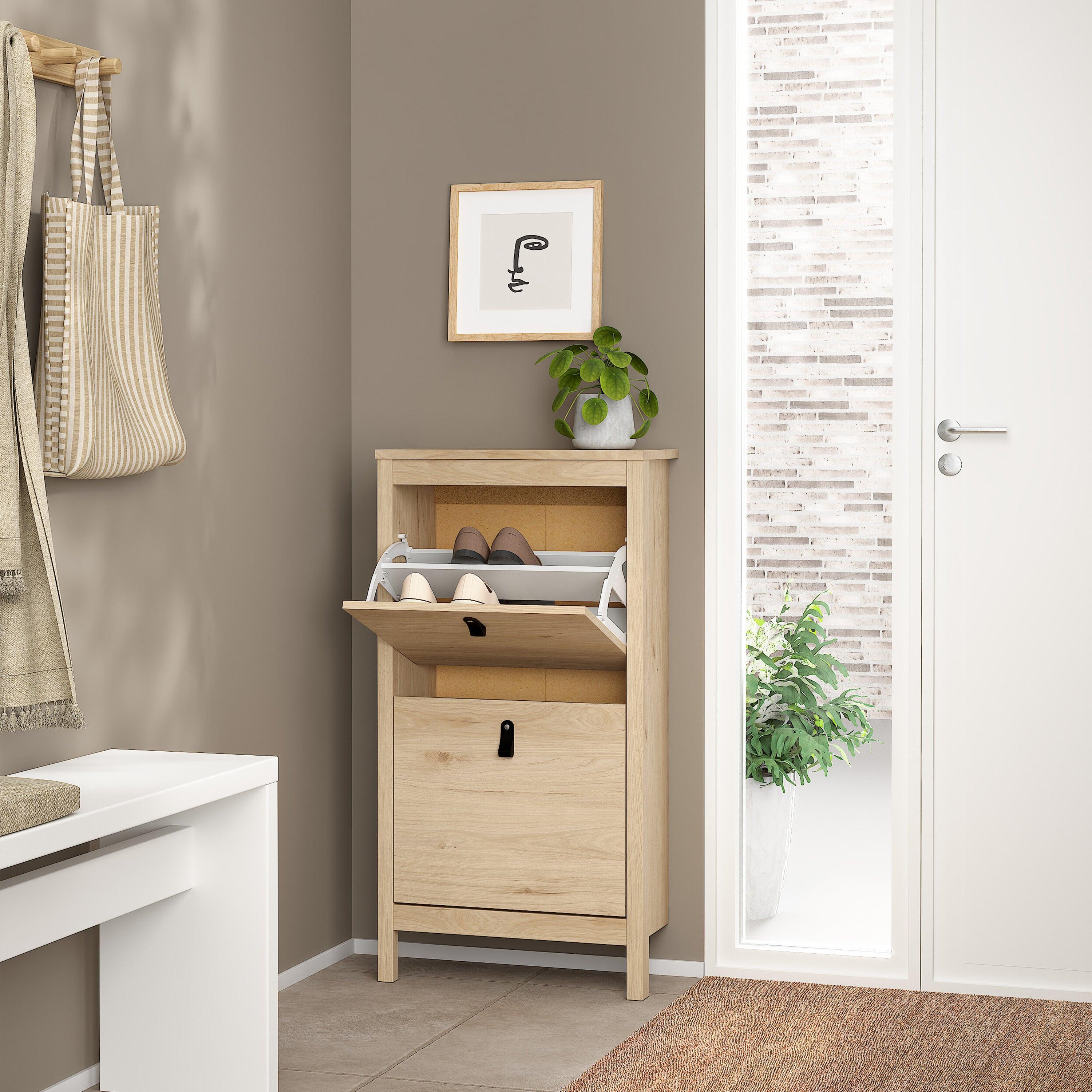 Barcelona Shoe Cabinet 2 Flap Doors in Jackson Hickory Oak - image 7
