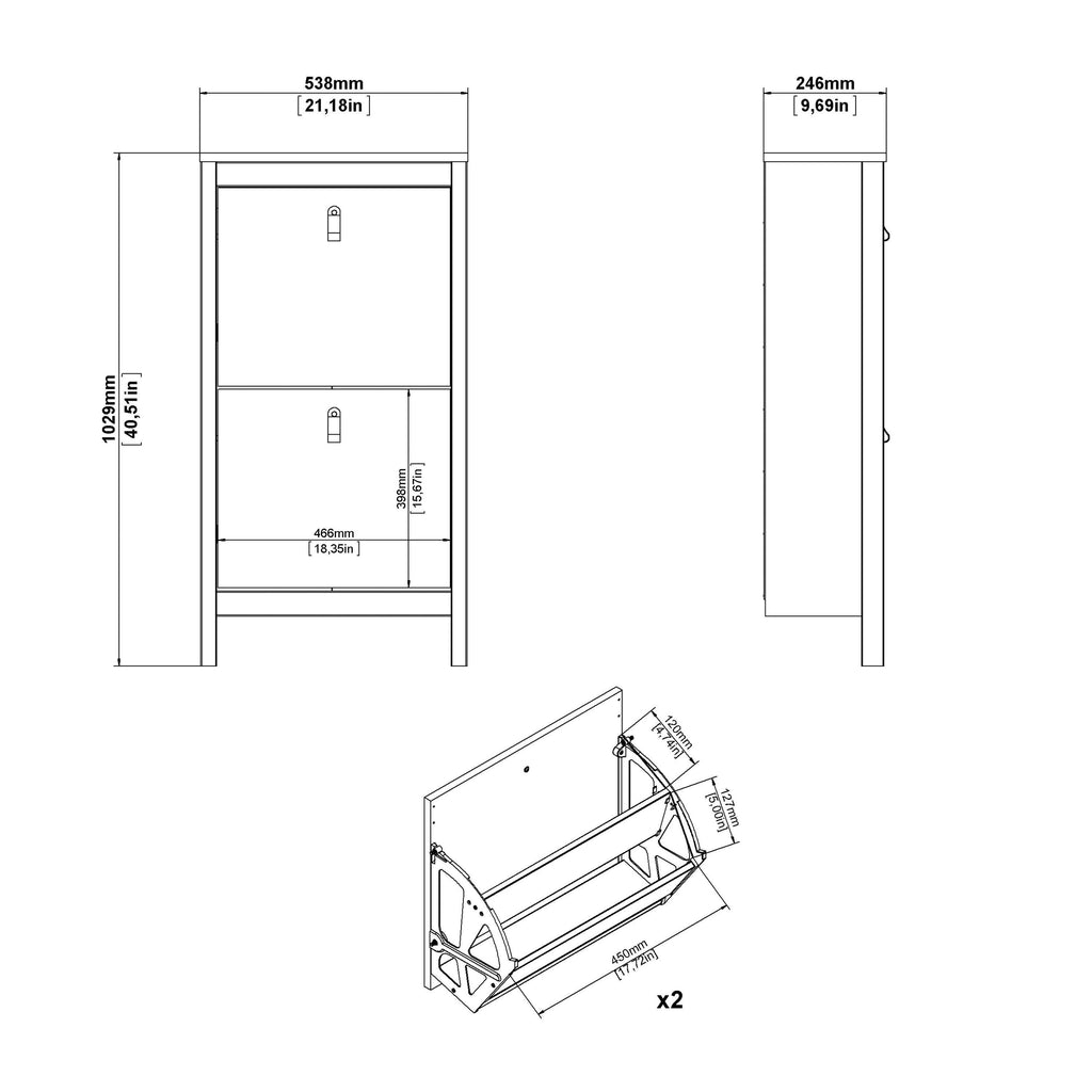 Barcelona Shoe Cabinet 2 Flip Down Doors in Cashmere - image 12