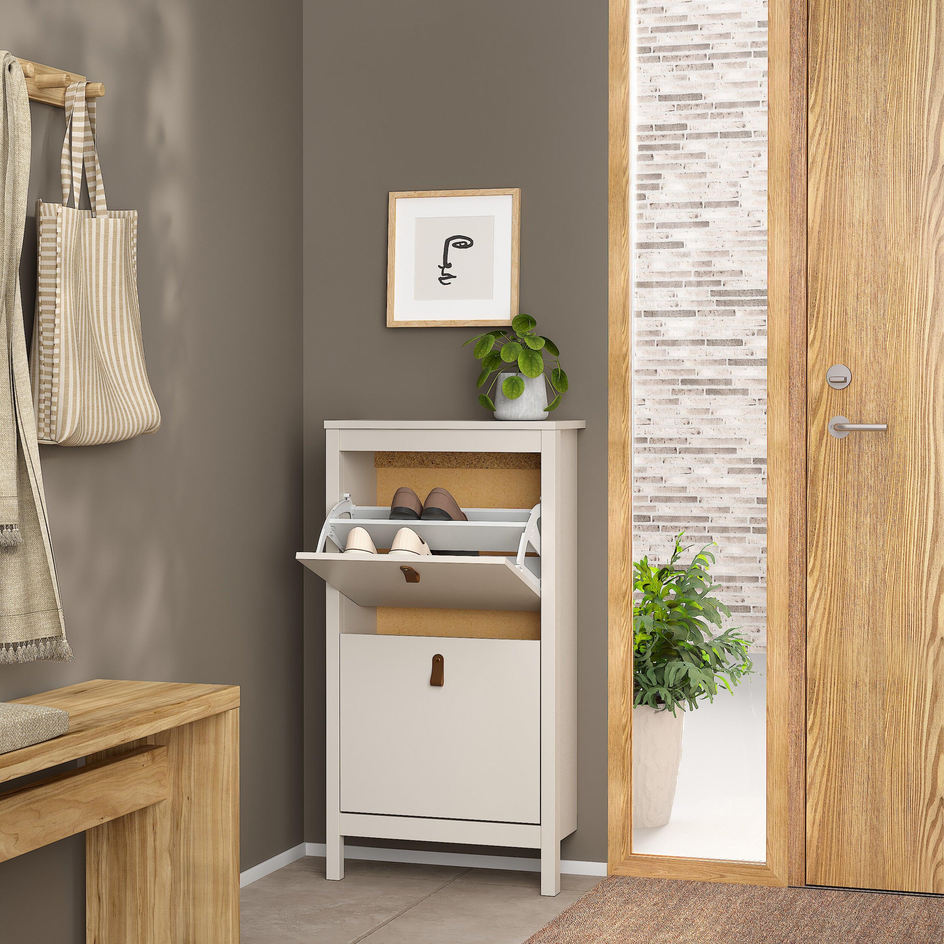 Barcelona Shoe Cabinet 2 Flip Down Doors in Cashmere - image 8