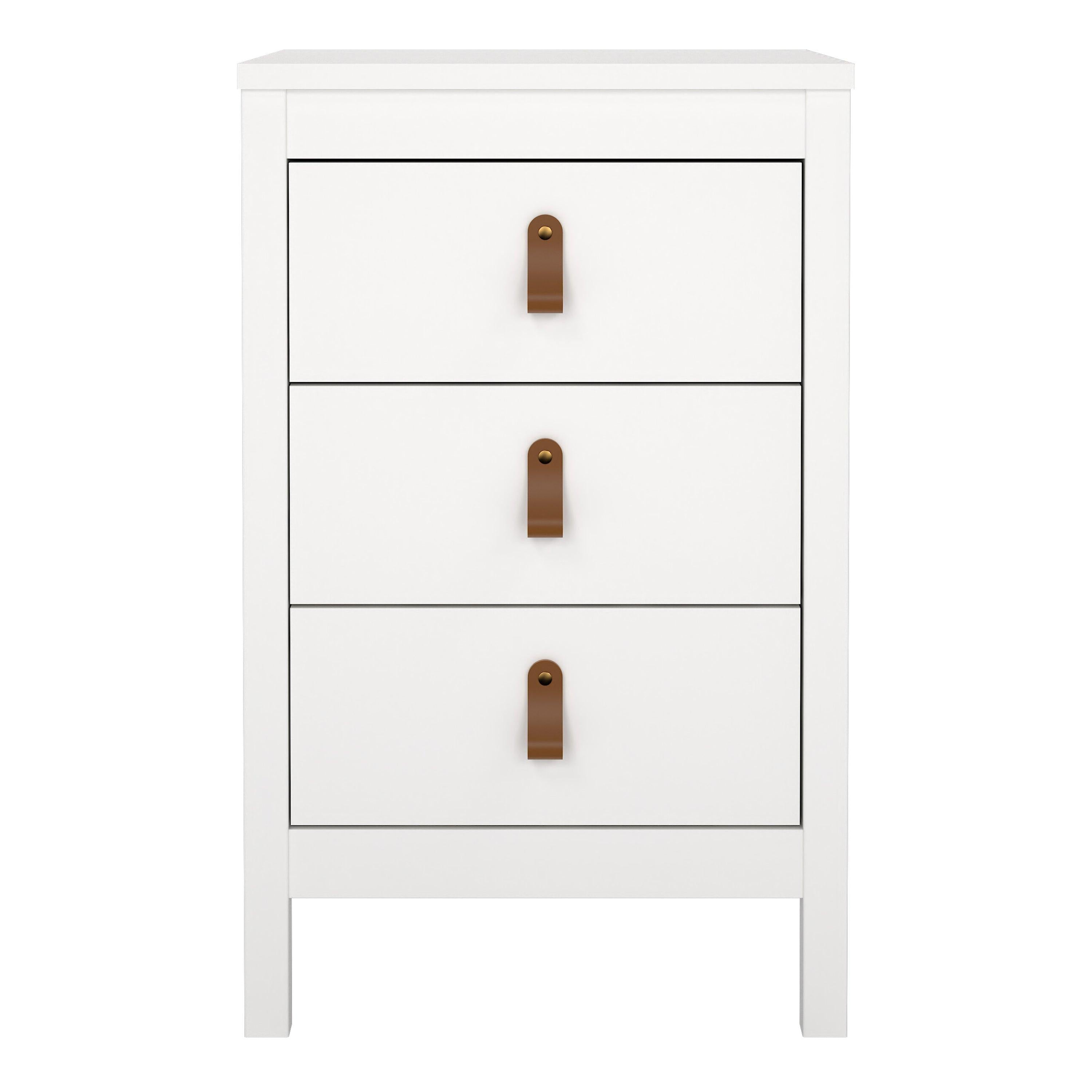 Barcelona Bedside Table 3 Drawers in White - image 2