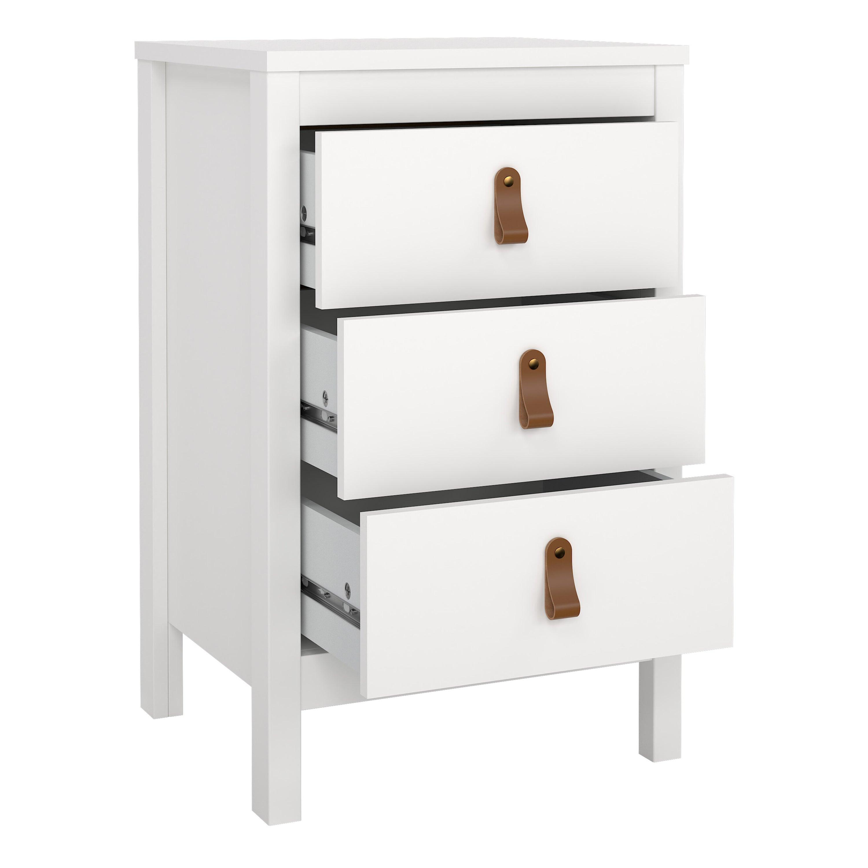 Barcelona Bedside Table 3 Drawers in White - image 6