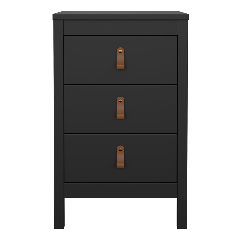 Barcelona Bedside Table 3 Drawers in Matt Black - image 2
