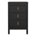 Barcelona Bedside Table 3 Drawers in Matt Black - image 2