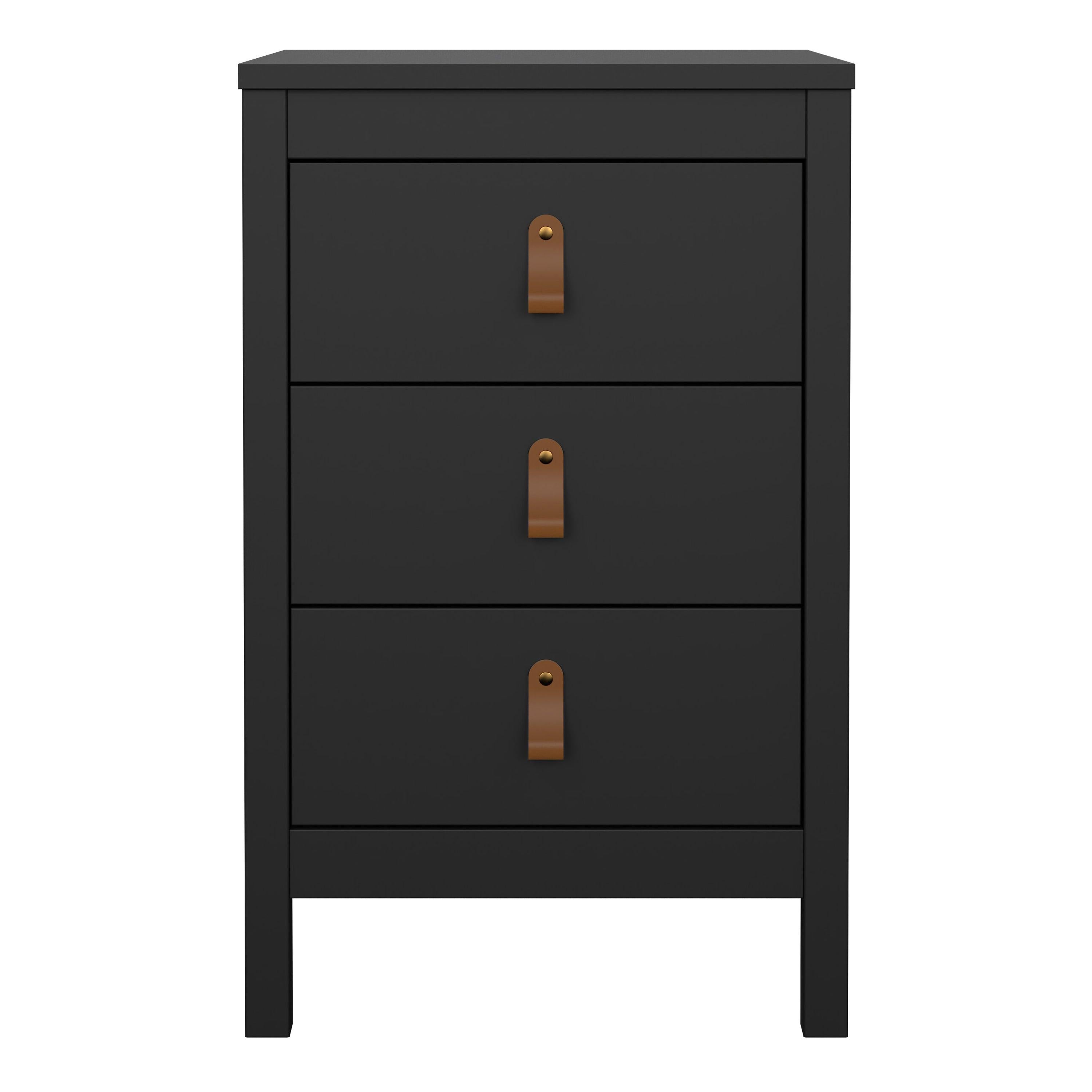 Barcelona Bedside Table 3 Drawers in Matt Black - image 2