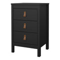 Barcelona Bedside Table 3 Drawers in Matt Black - image 3